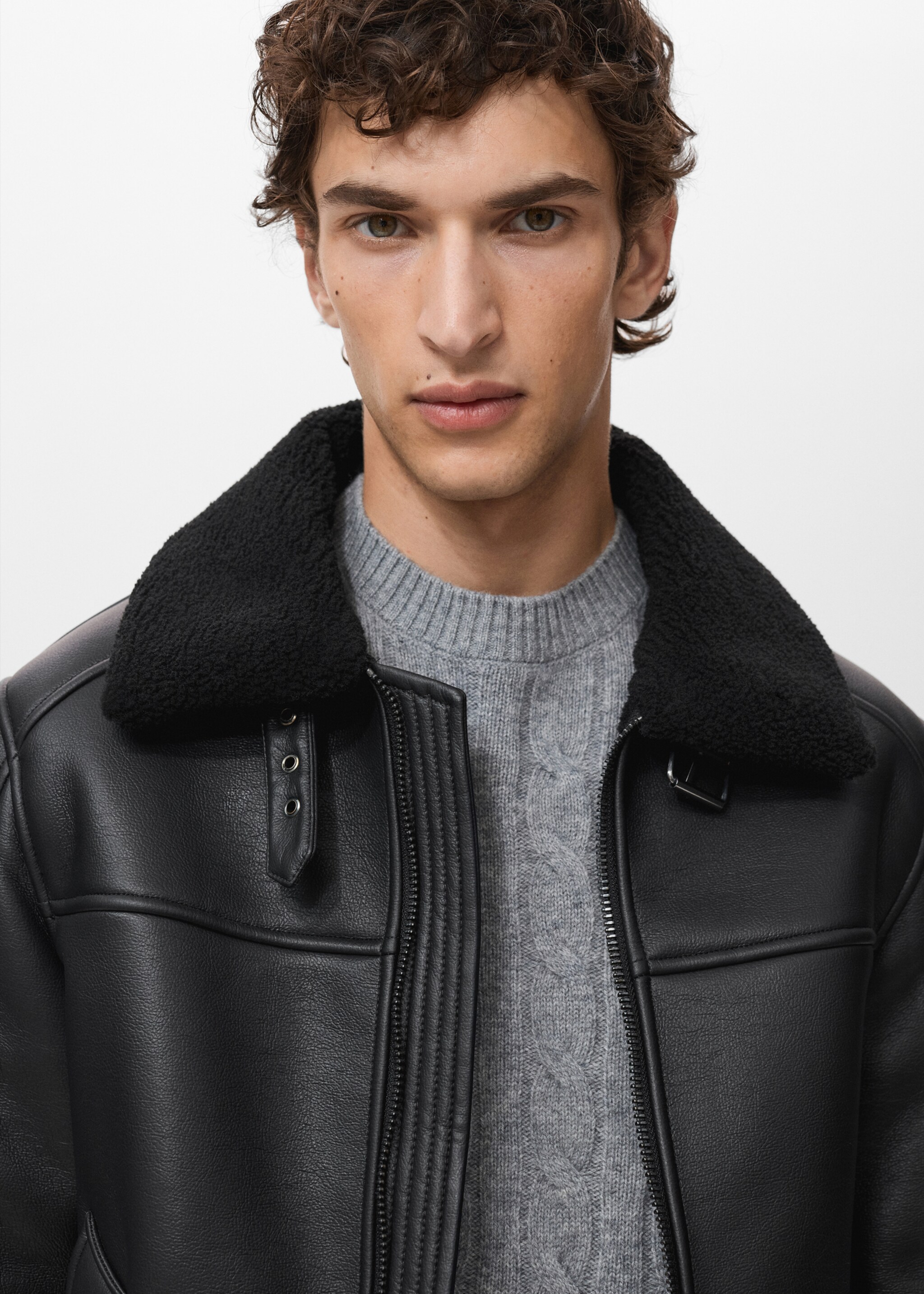 Double face sheepskin jacket - Details of the article 1, Black. Ref: 17021519-00.