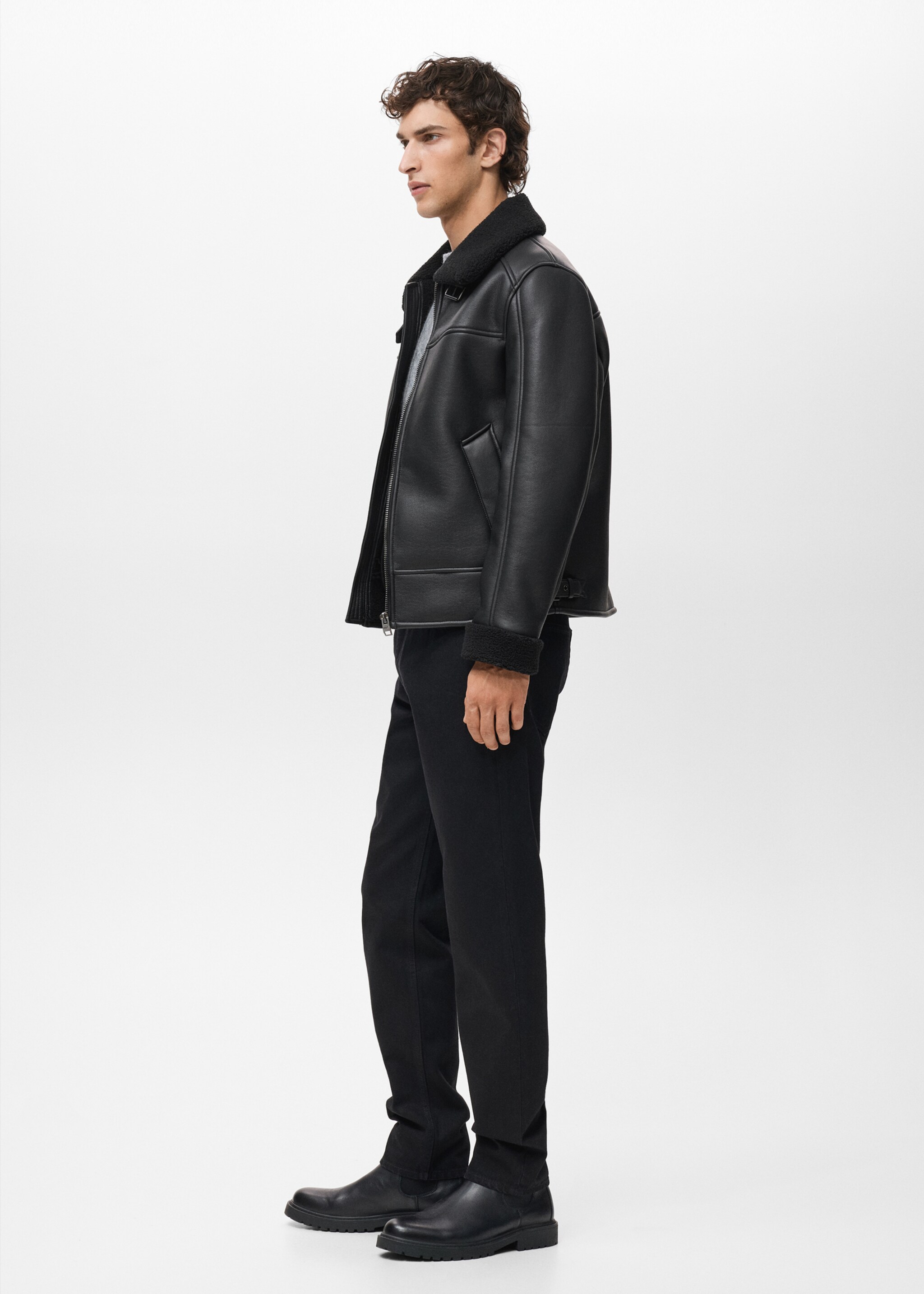 Double face sheepskin jacket - Details of the article 2, Black. Ref: 17021519-00.