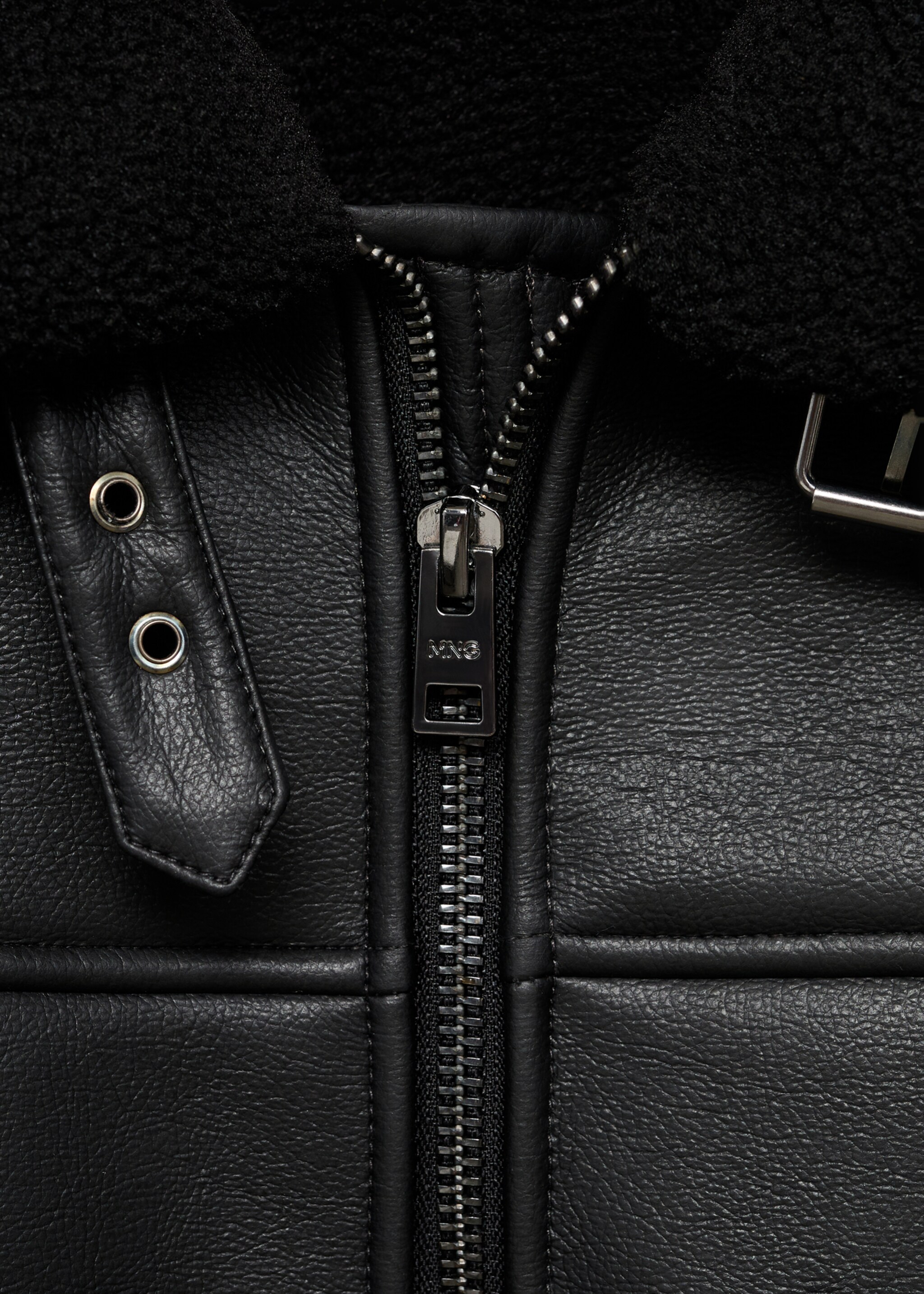 Double face sheepskin jacket - Details of the article 8, Black. Ref: 17021519-00.