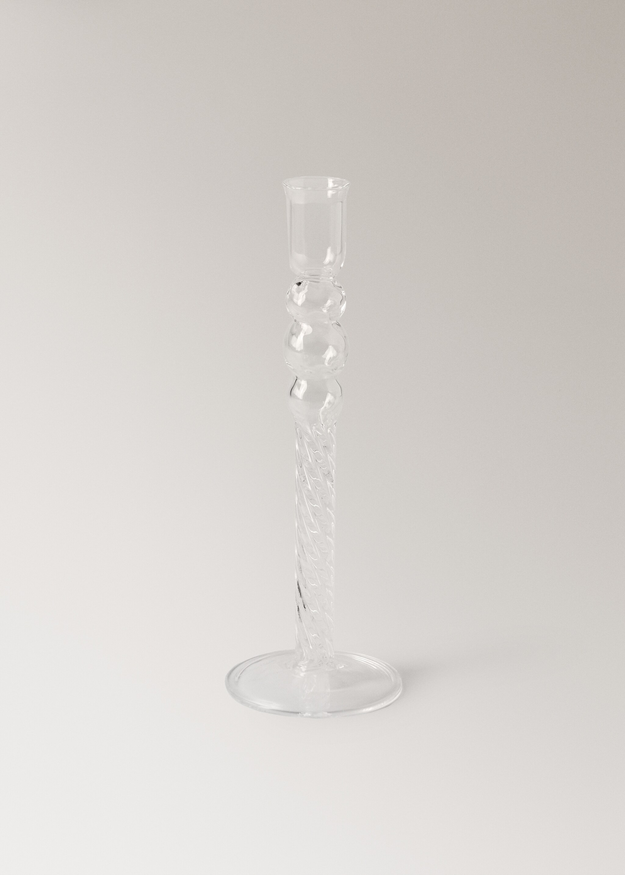 Borosilicate candelabra with spiral stem - Article without model, Ice Grey. Ref: 17021526-00.