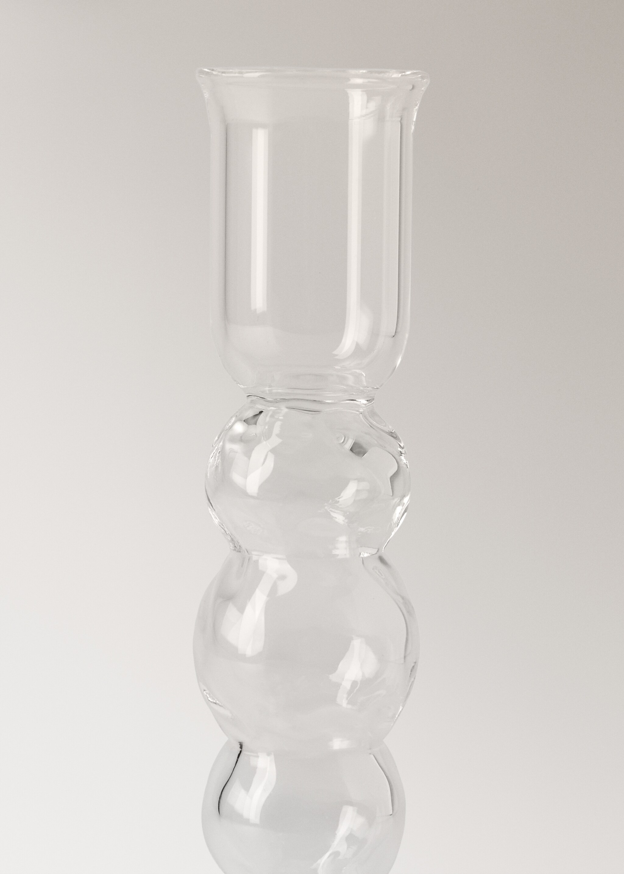 Borosilicate candelabra with spiral stem - Details of the article 1, Ice Grey. Ref: 17021526-00.