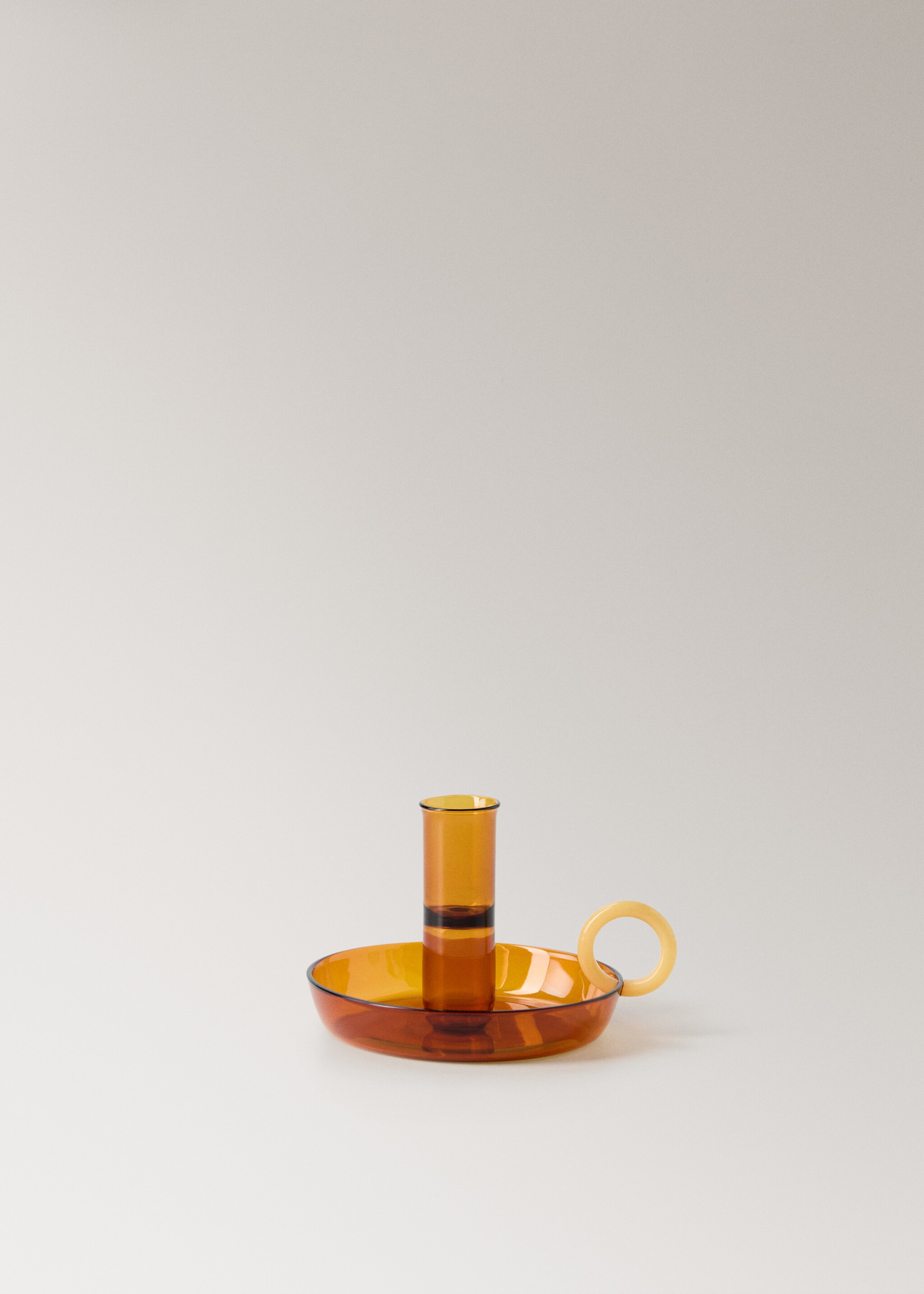 Borosilicate candelabra with two-tone handle - Article without model, Ochre. Ref: 17021527-00.
