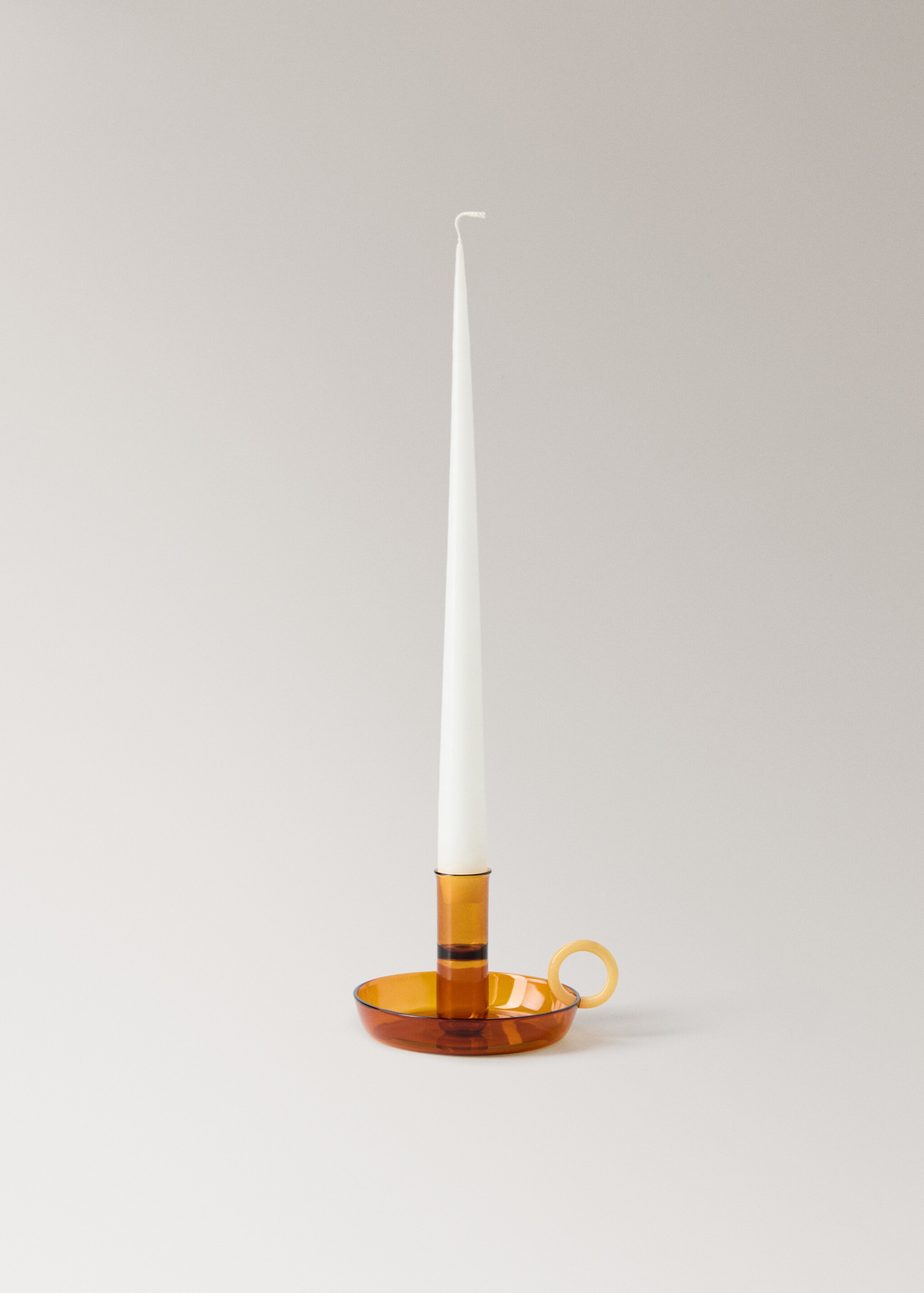 Borosilicate candelabra with two-tone handle - Details of the article 3, Ochre. Ref: 17021527-00.
