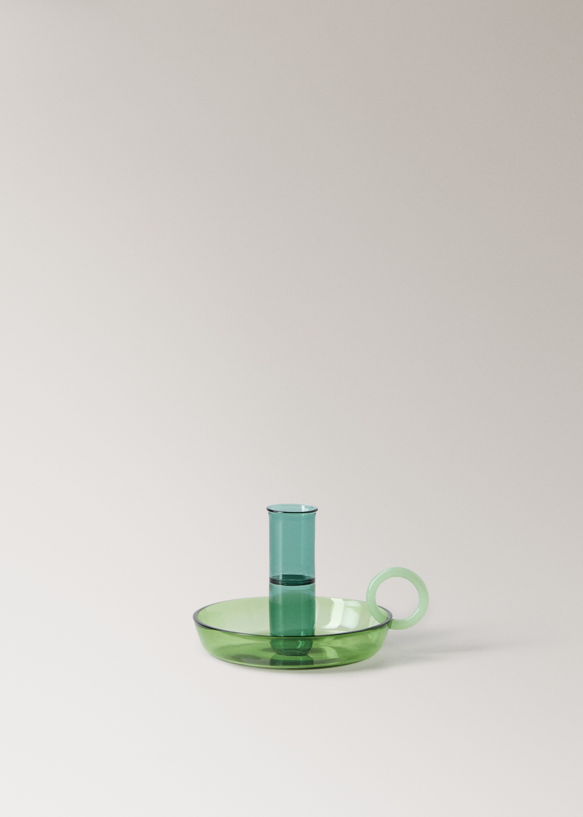 Borosilicate candelabra with two-tone handle - Article without model, Green. Ref: 17021527-00.
