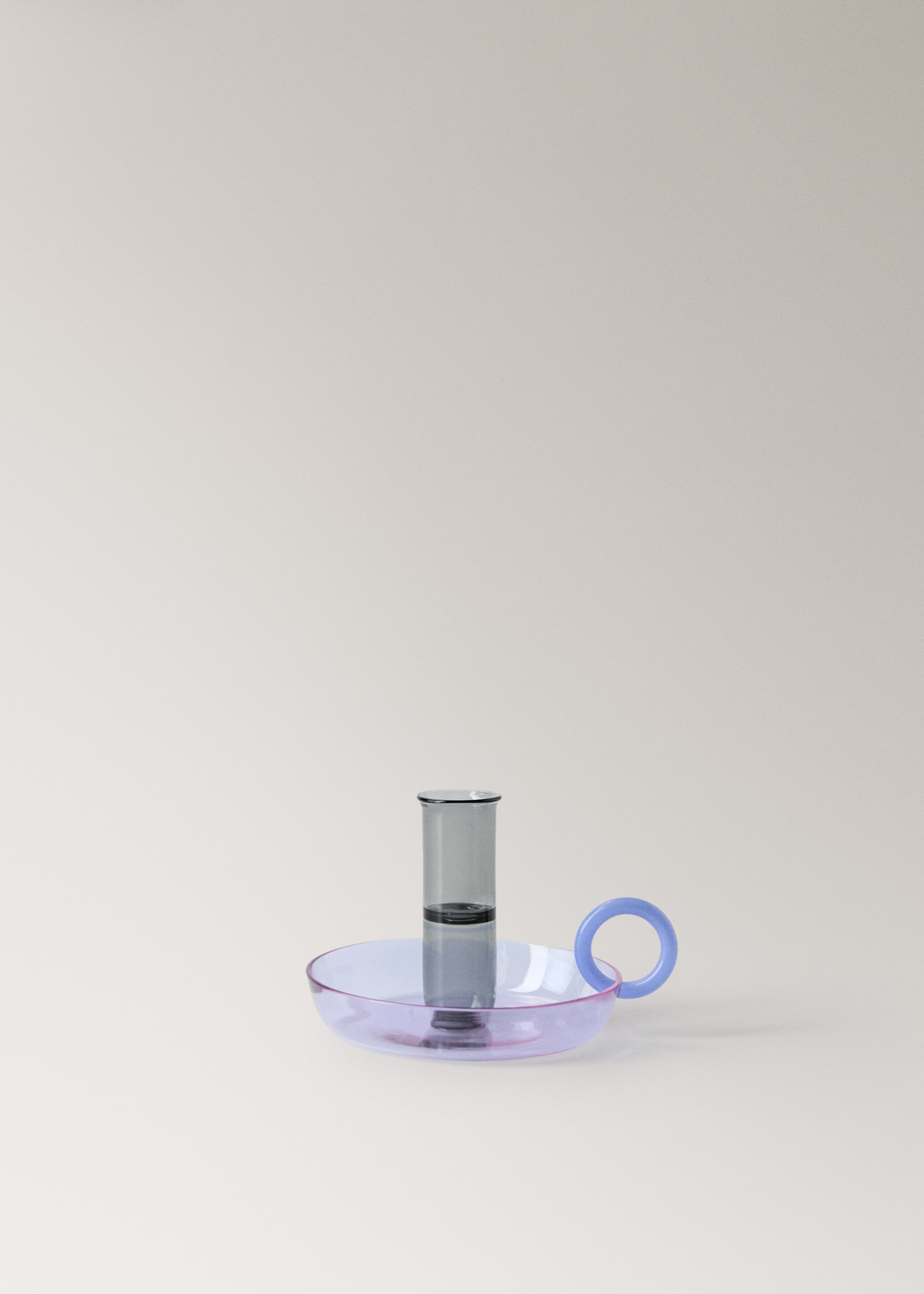 Borosilicate candelabra with two-tone handle - Article without model, Lilac. Ref: 17021527-00.