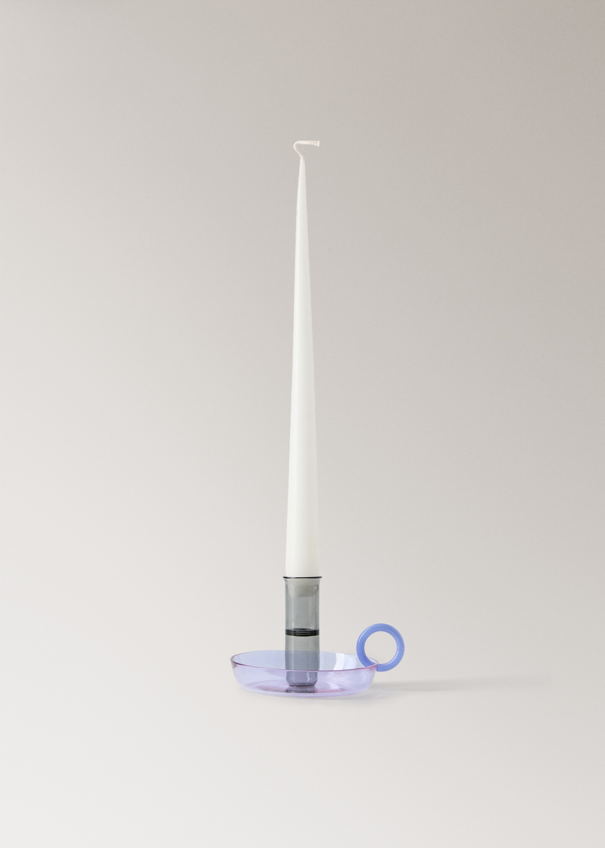 Borosilicate candelabra with two-tone handle - Details of the article 3, Lilac. Ref: 17021527-00.