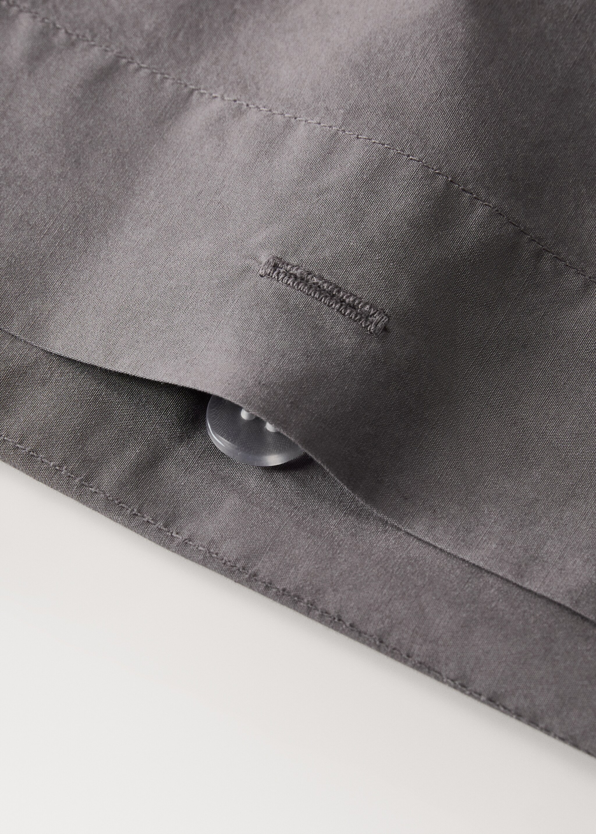 Cotton poplin double-stitched children's duvet cover Queen bed - Details of the article 1, Grey. Ref: 17021534-00.