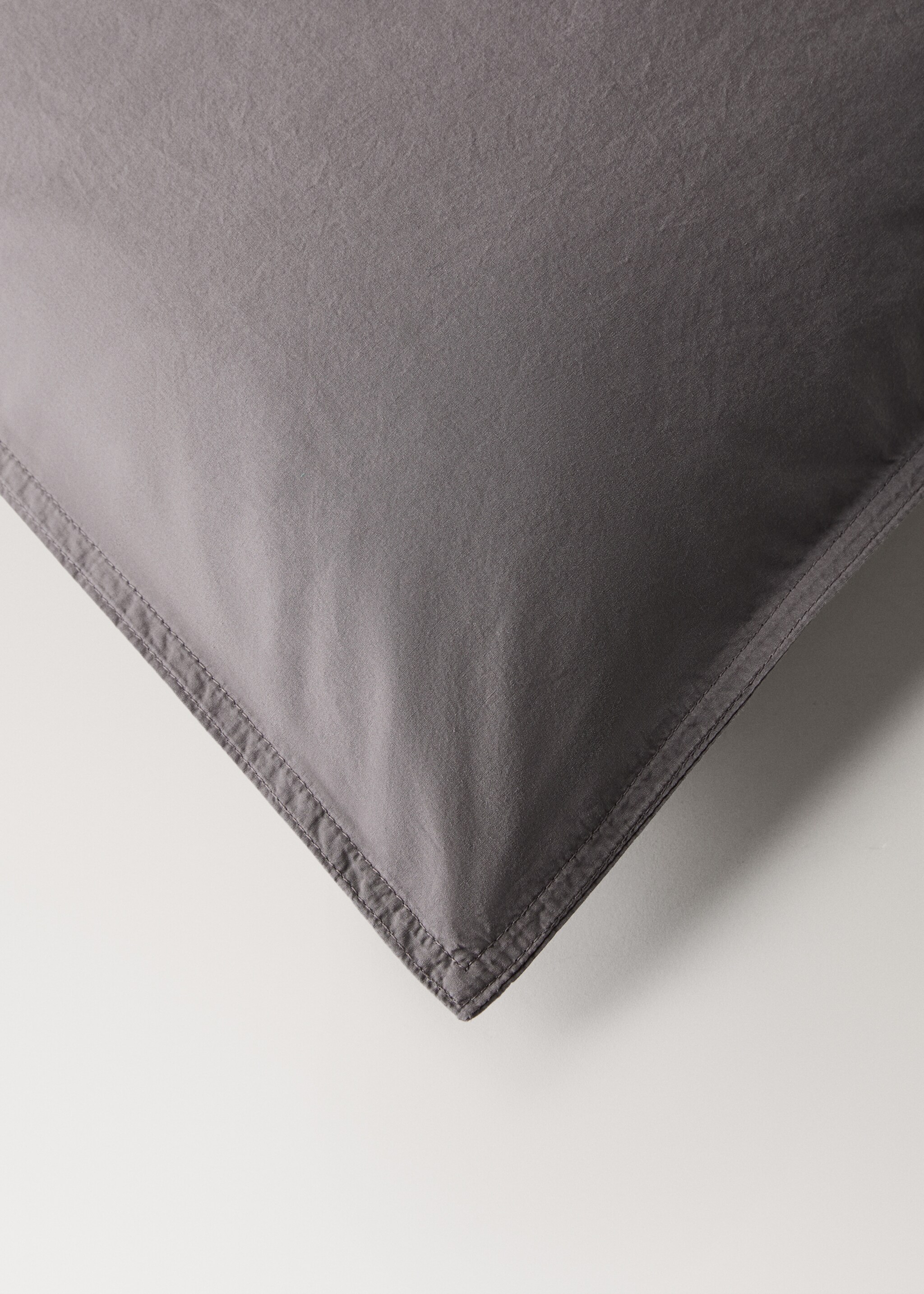 Cotton poplin double-stitched children's duvet cover Superking bed - Details of the article 3, Grey. Ref: 17021536-00.