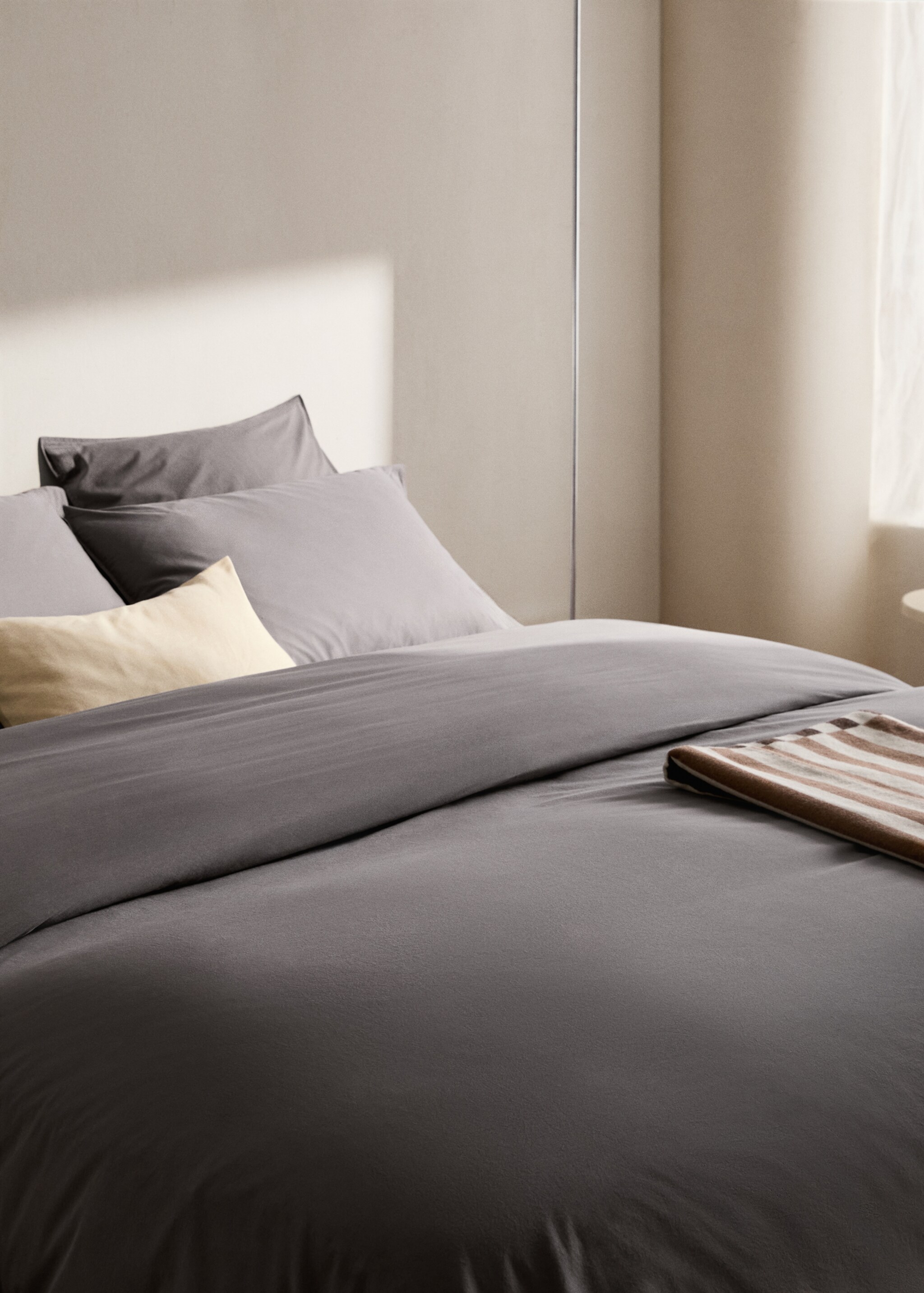 Cotton poplin double-stitched children's duvet cover Superking bed - Details of the article 7, Grey. Ref: 17021536-00.