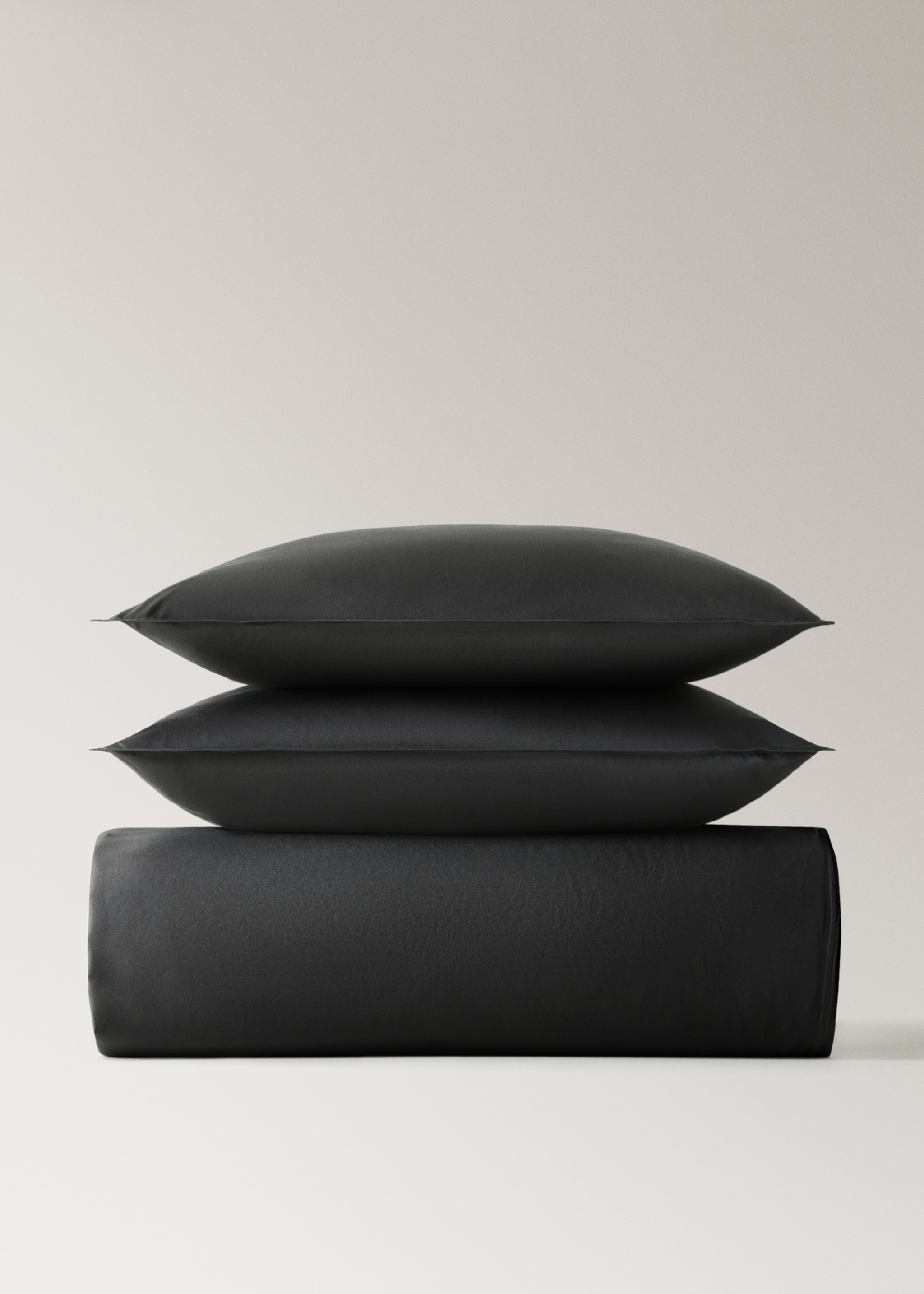 Funda nórdica algodón satén lavado doble pespunte cama 180/200 cm - Artículo sin modelo, Gris antracita. Ref: 17021540-00.