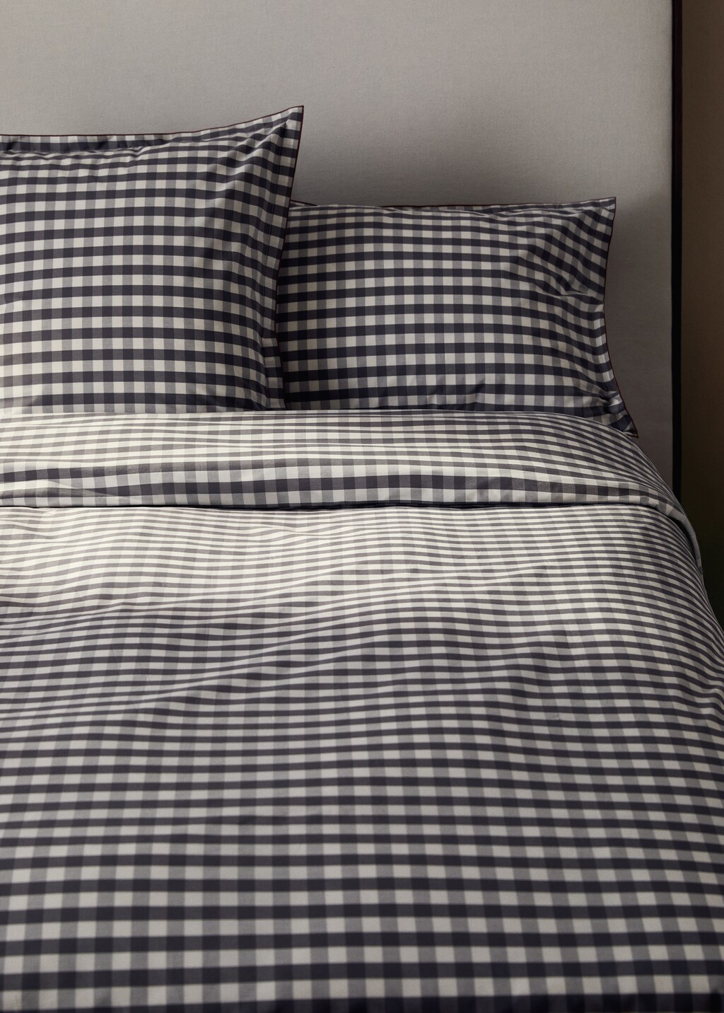 Percale cotton gingham check duvet cover for cm bed