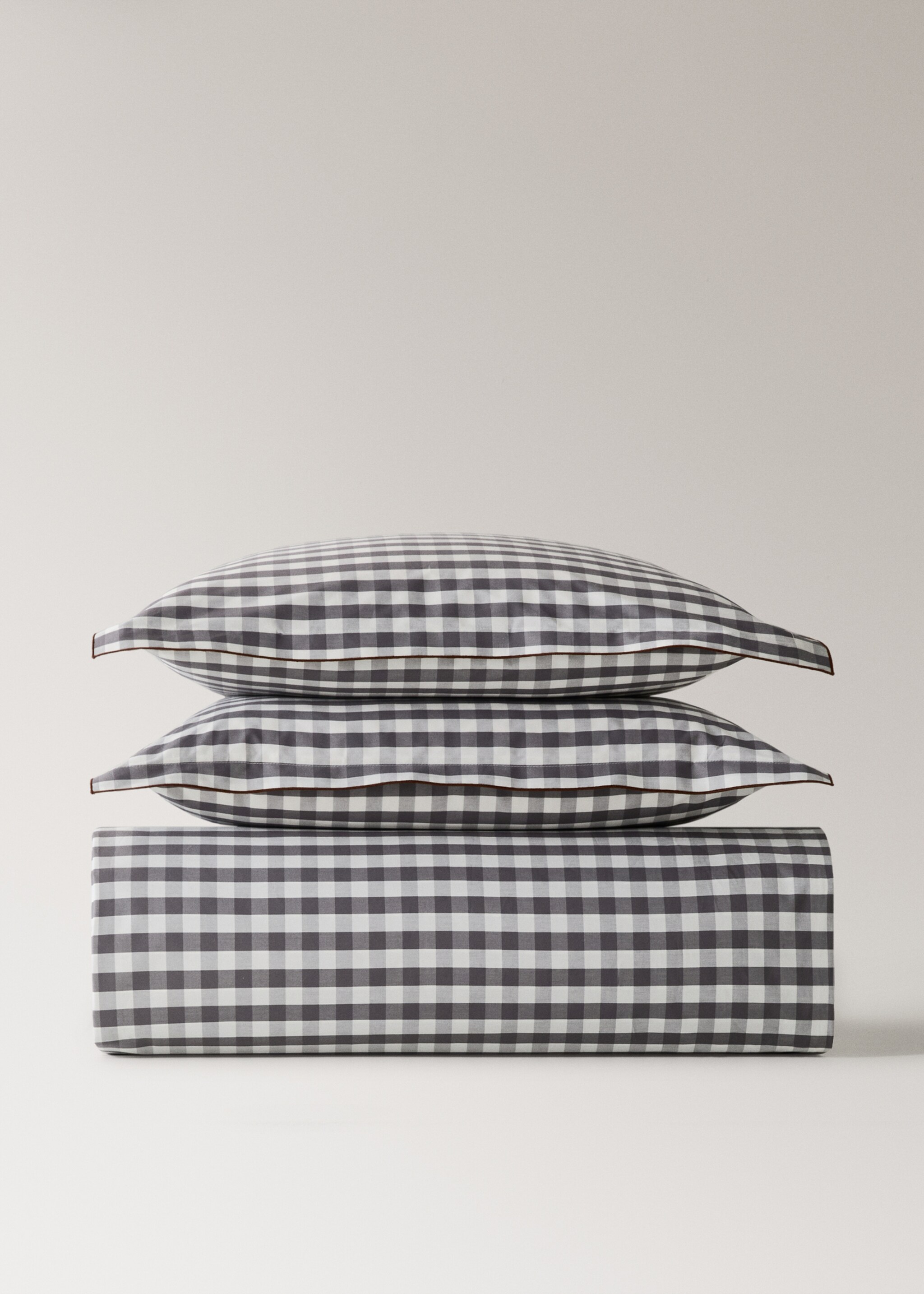 Percale cotton duvet cover in gingham check for a 150/160 cm bed - Article without model
