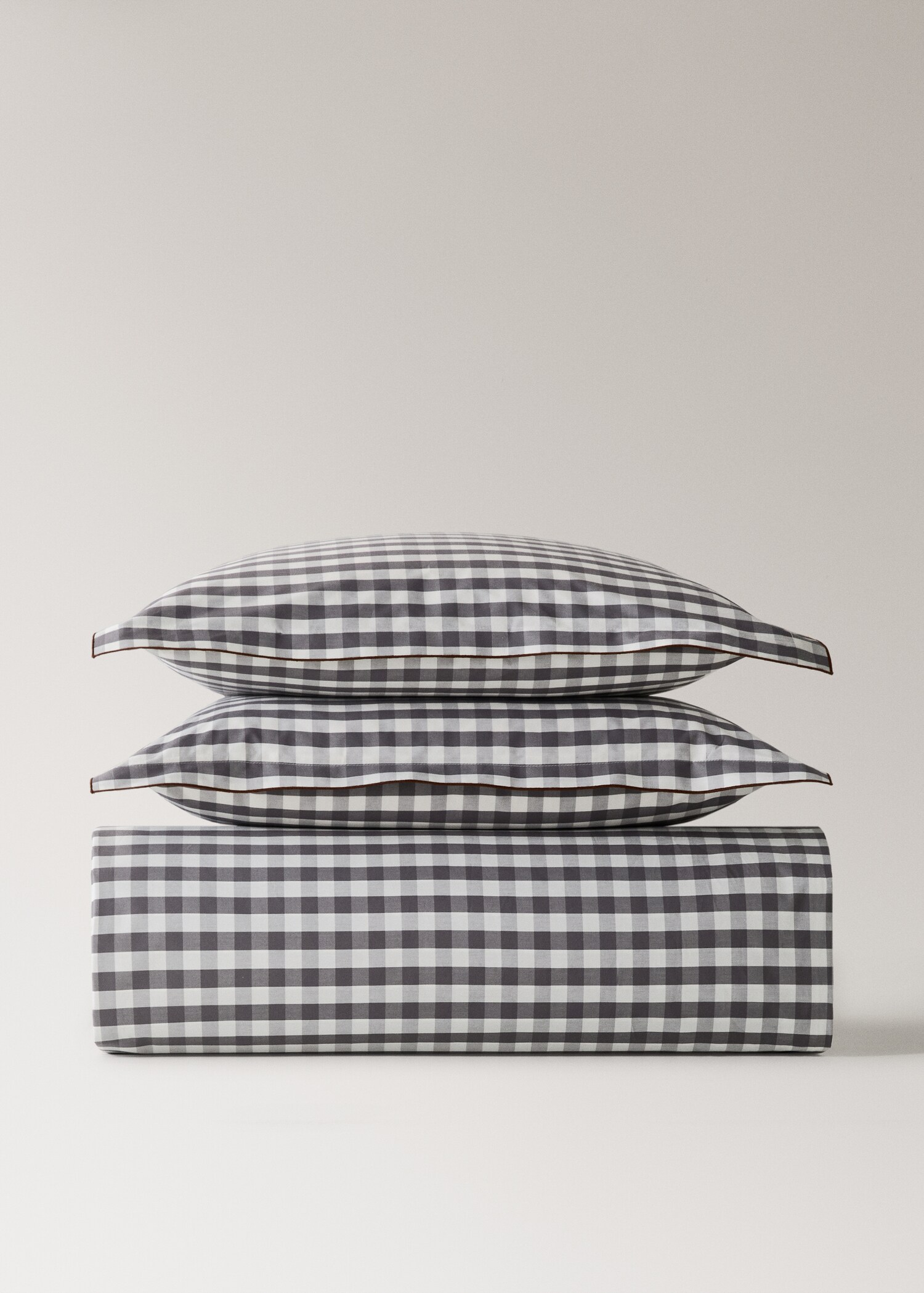 Percale cotton duvet cover in gingham check for a 150/160 cm bed - Article without model
