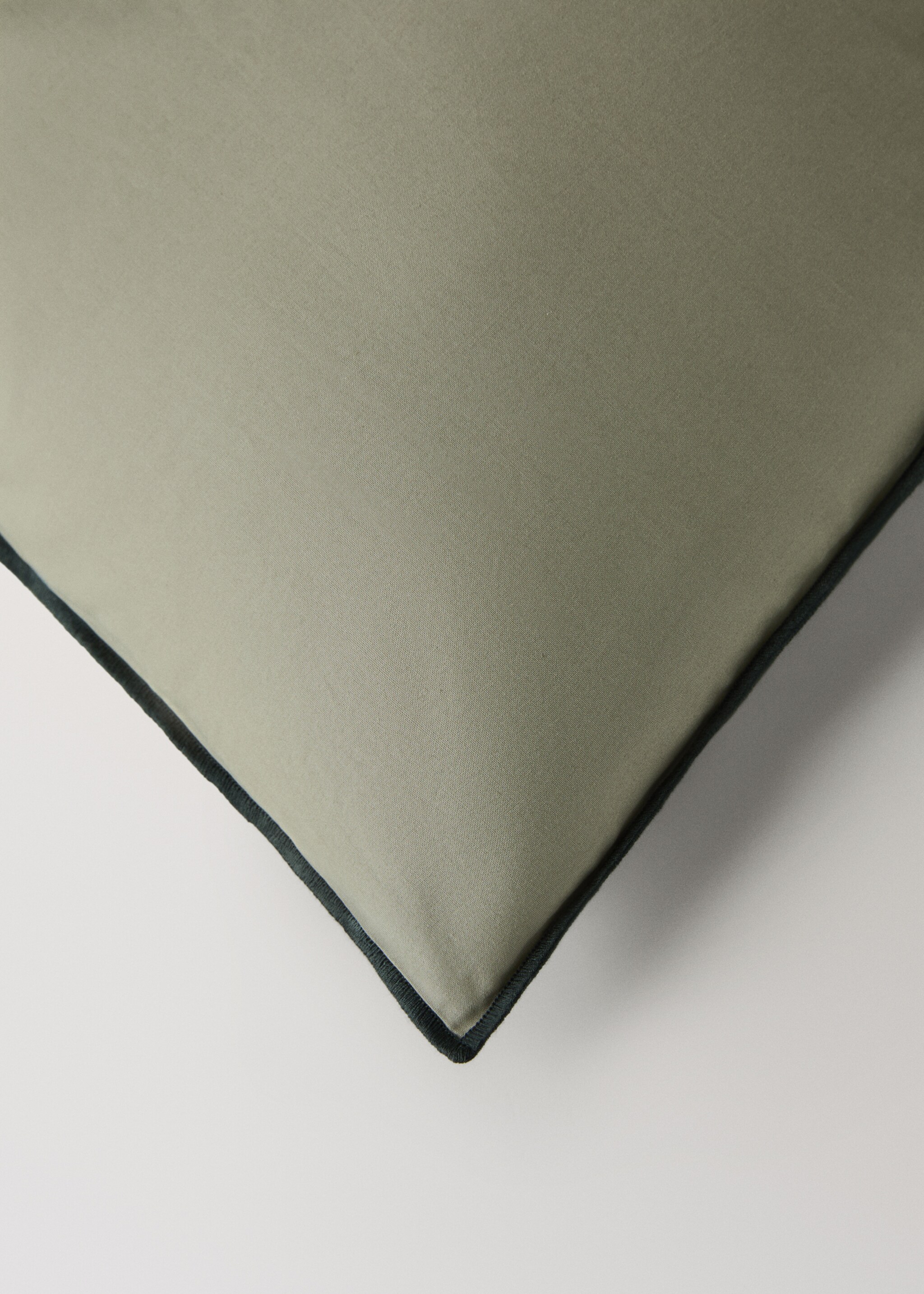 Perkal-Baumwoll-Bettbezug 200 Fäden Overlock-Kontrast für Bett 150/160 cm - Detail des Artikels 2, Olivengrün. Ref: 17021551-00.