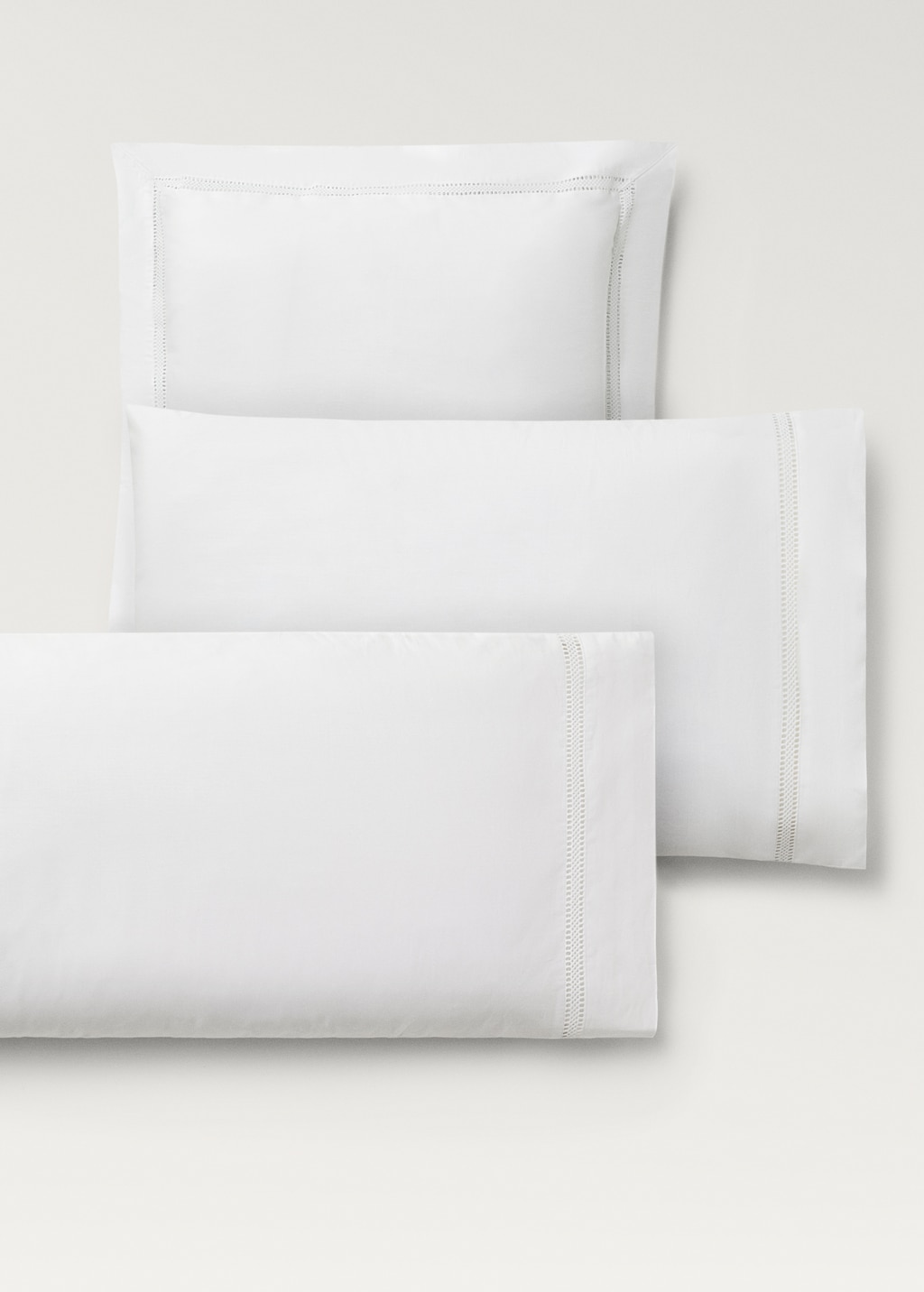 Cotton percale pillowcase with lace insert 45x110 cm