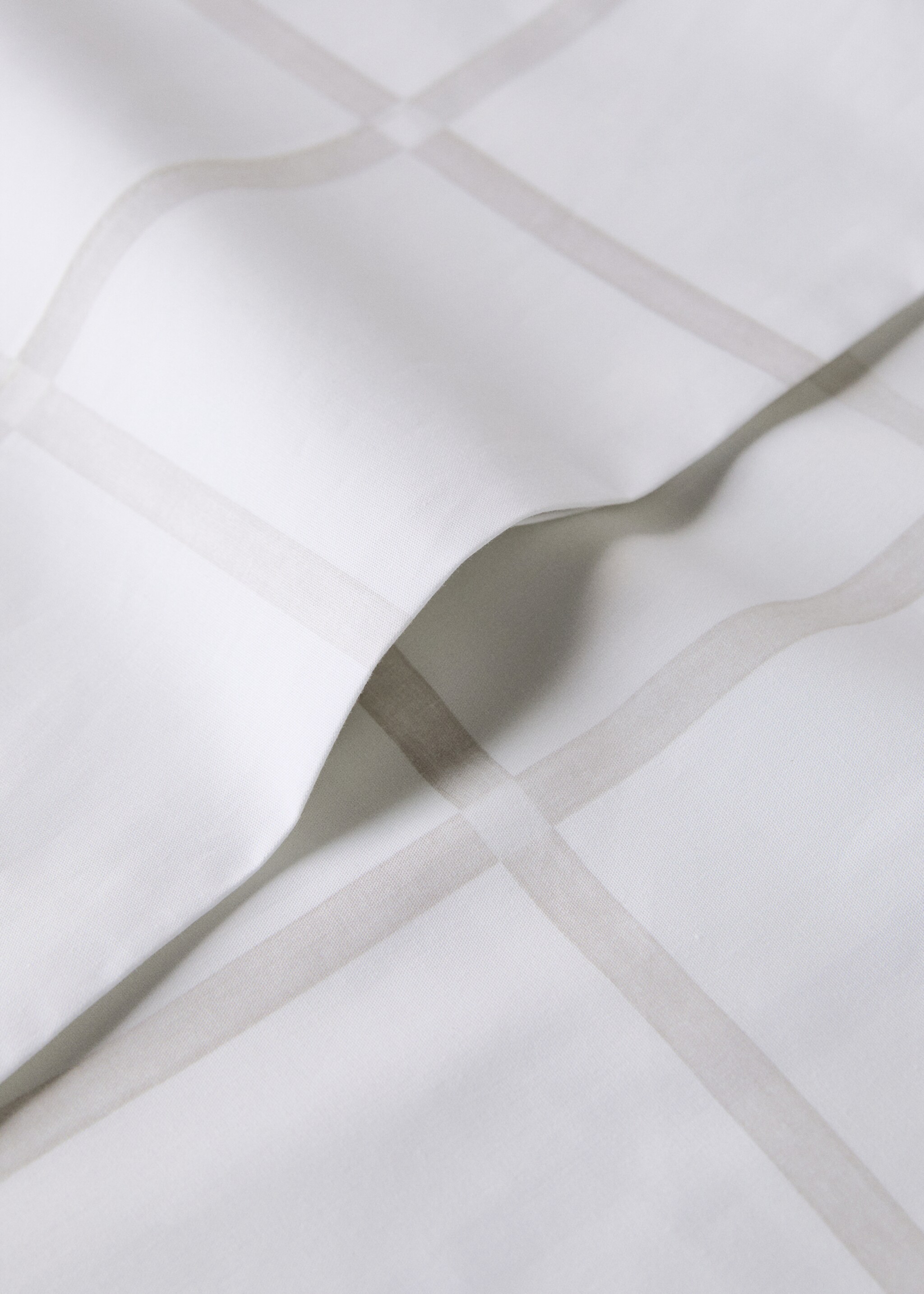 Överlakan i bomullspercale med rutigt mönster för 150/160 cm säng - Detaljer om artikeln 1, Beige. Ref: 17021571-00.