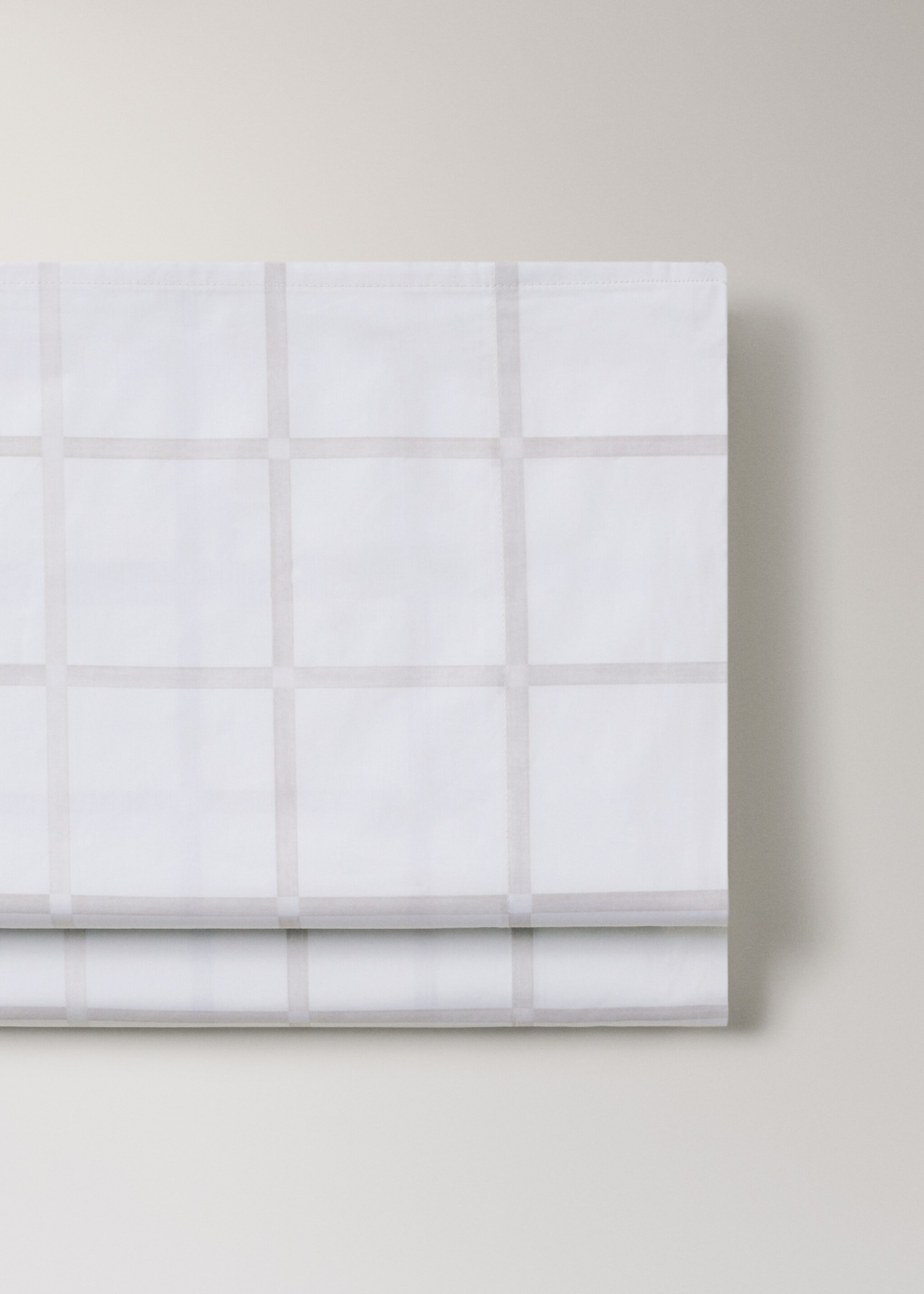 Överlakan i bomullspercale med rutigt mönster för 150/160 cm säng - Detaljer om artikeln 2, Beige. Ref: 17021571-00.