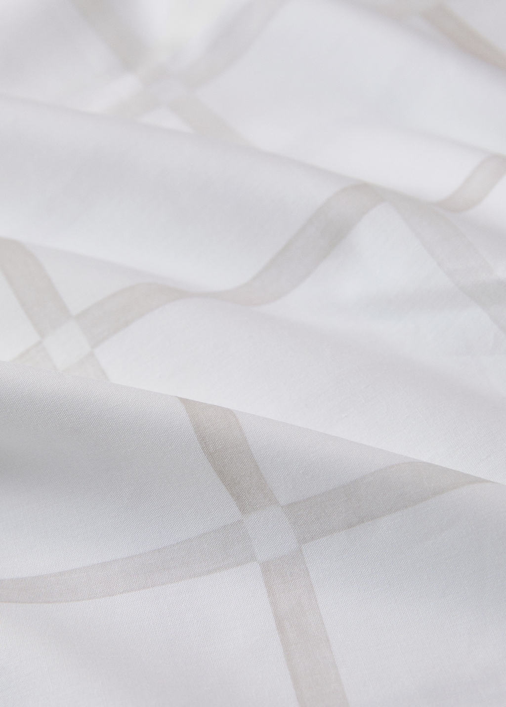 Percale cotton top sheet with a checked print for 150/160 cm bed