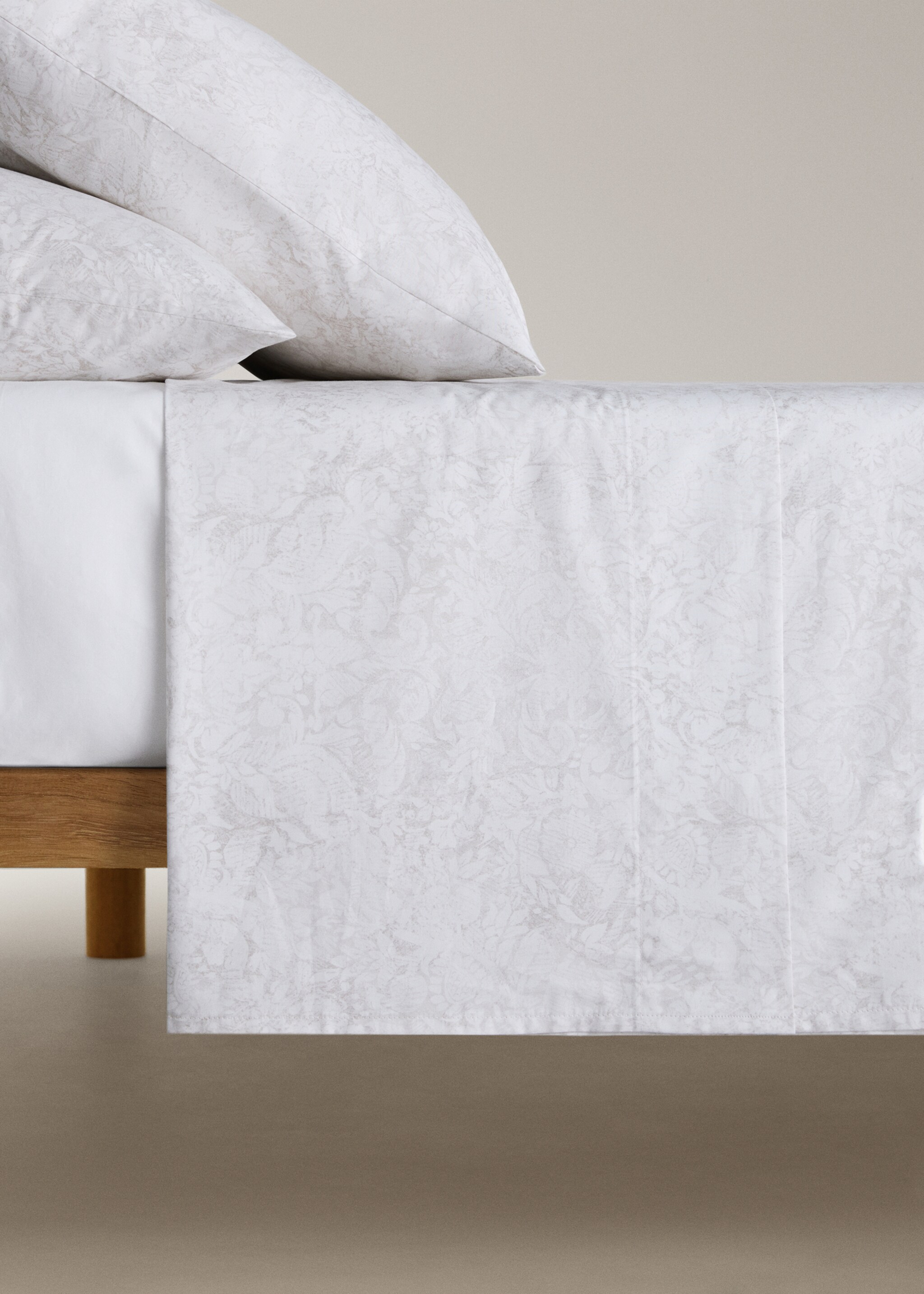 Baumwoll-Perkal-Bettlaken 200 Fäden Bett 90 cm - Artikel ohne Model, Beige. Ref: 17021573-00.