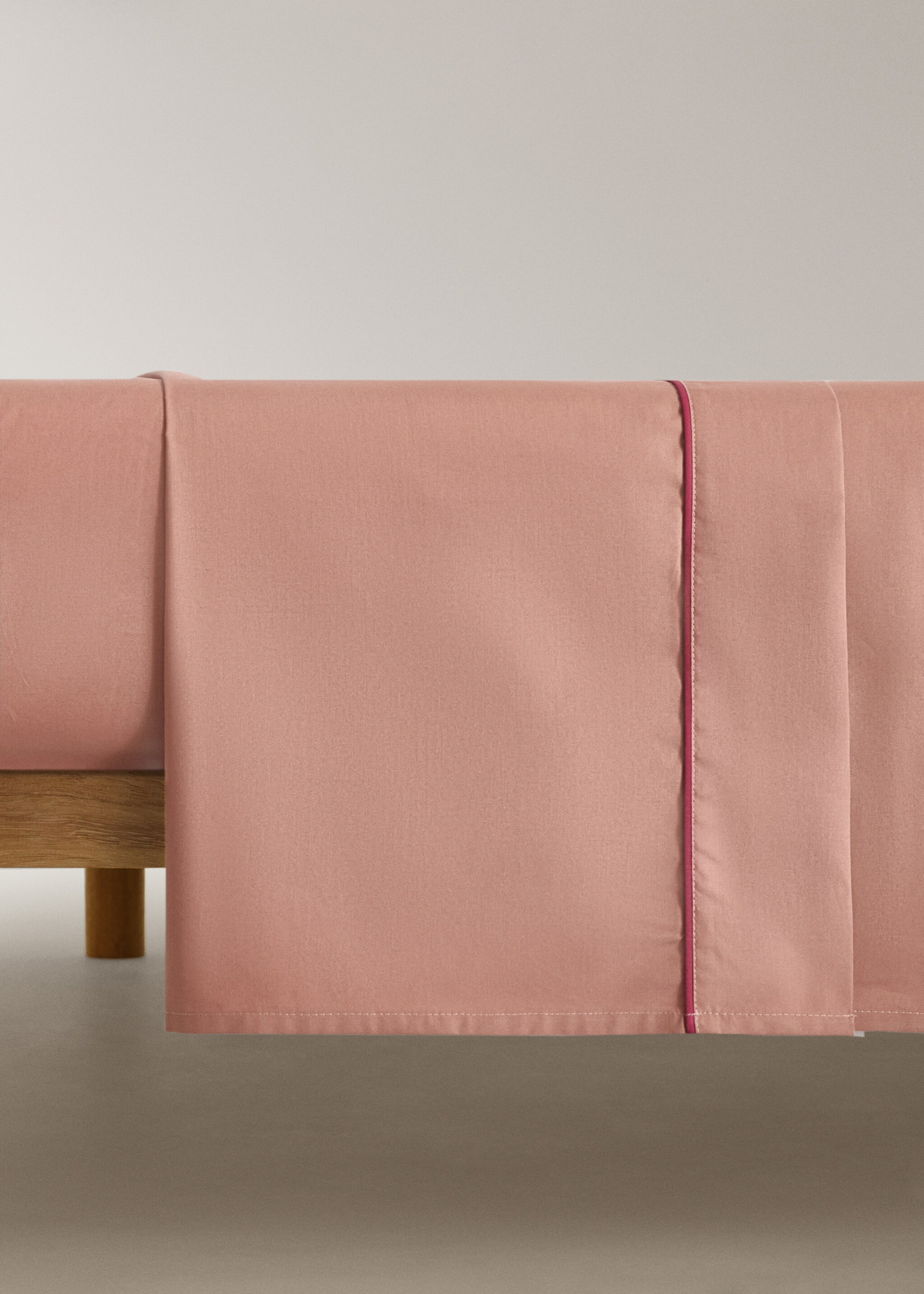 Wendbares Oberlaken aus Baumwoll-Perkal mit Kontrastpaspel, 90 cm Bett - Artikel ohne Model, Braun. Ref: 17021586-00.