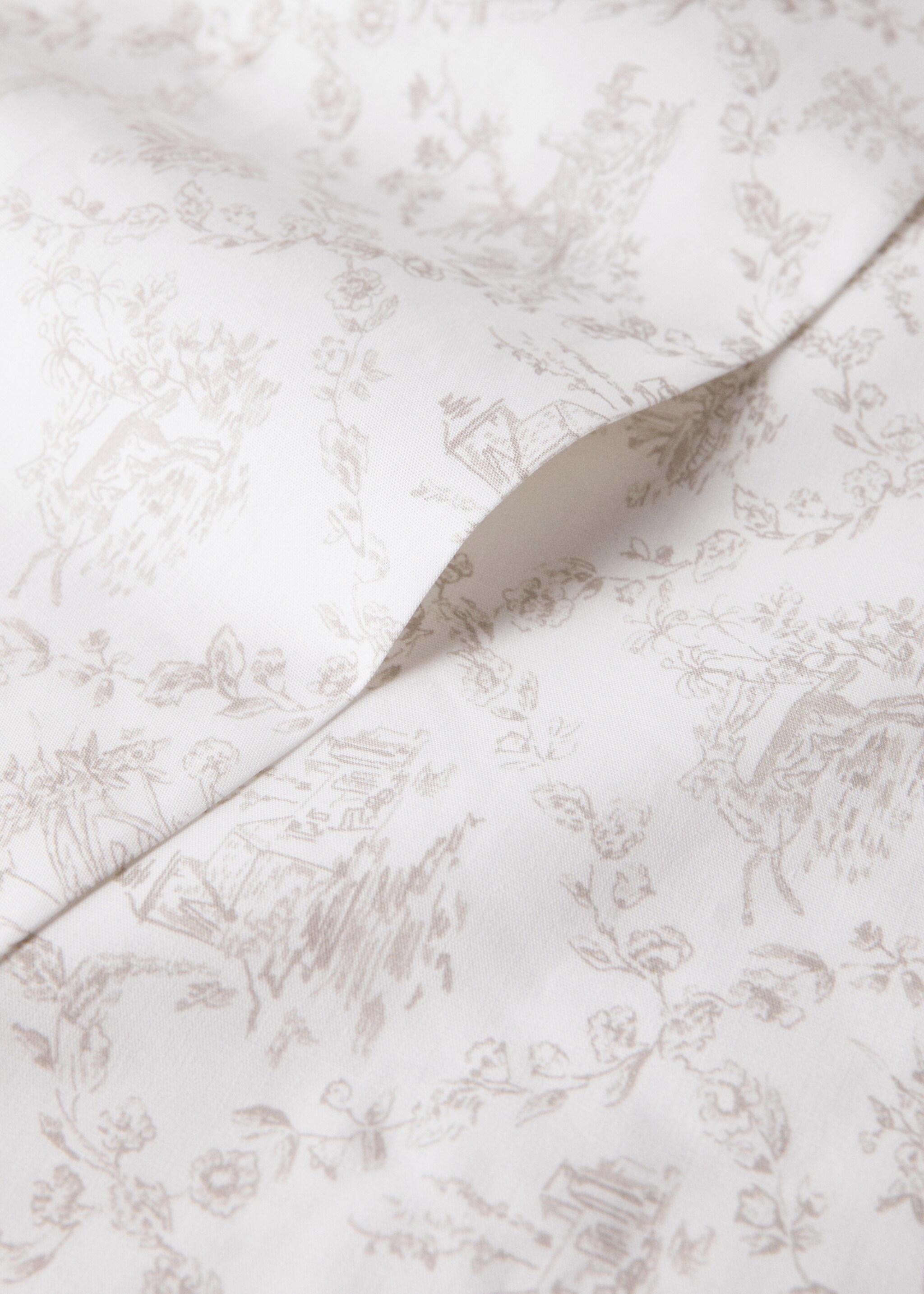 Children's percale cotton toile jouy bed sheet Single bed - Details of the article 1, Medium Brown. Ref: 17021591-00.