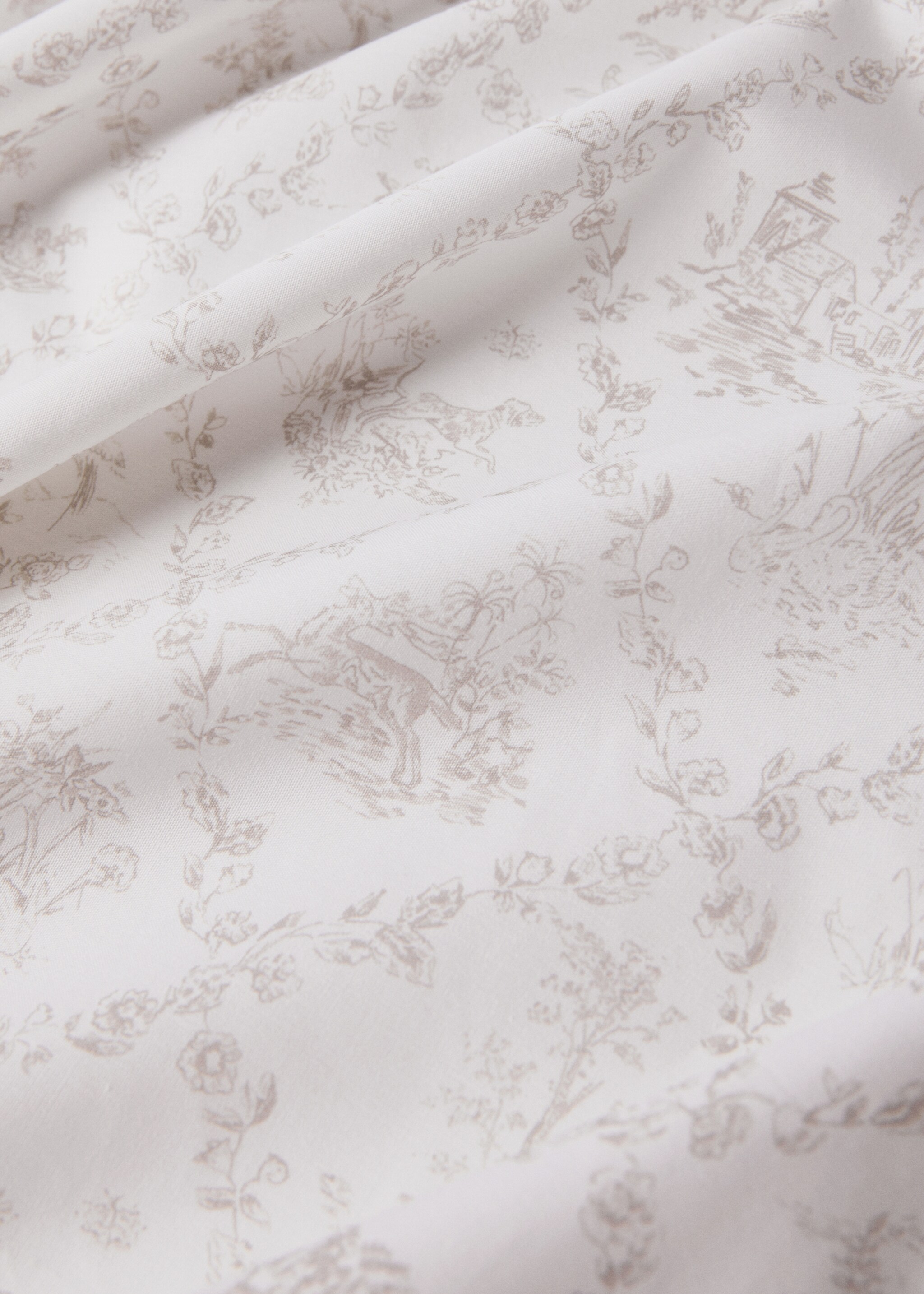 Children's percale cotton toile jouy bed sheet Single bed - Details of the article 2, Medium Brown. Ref: 17021591-00.