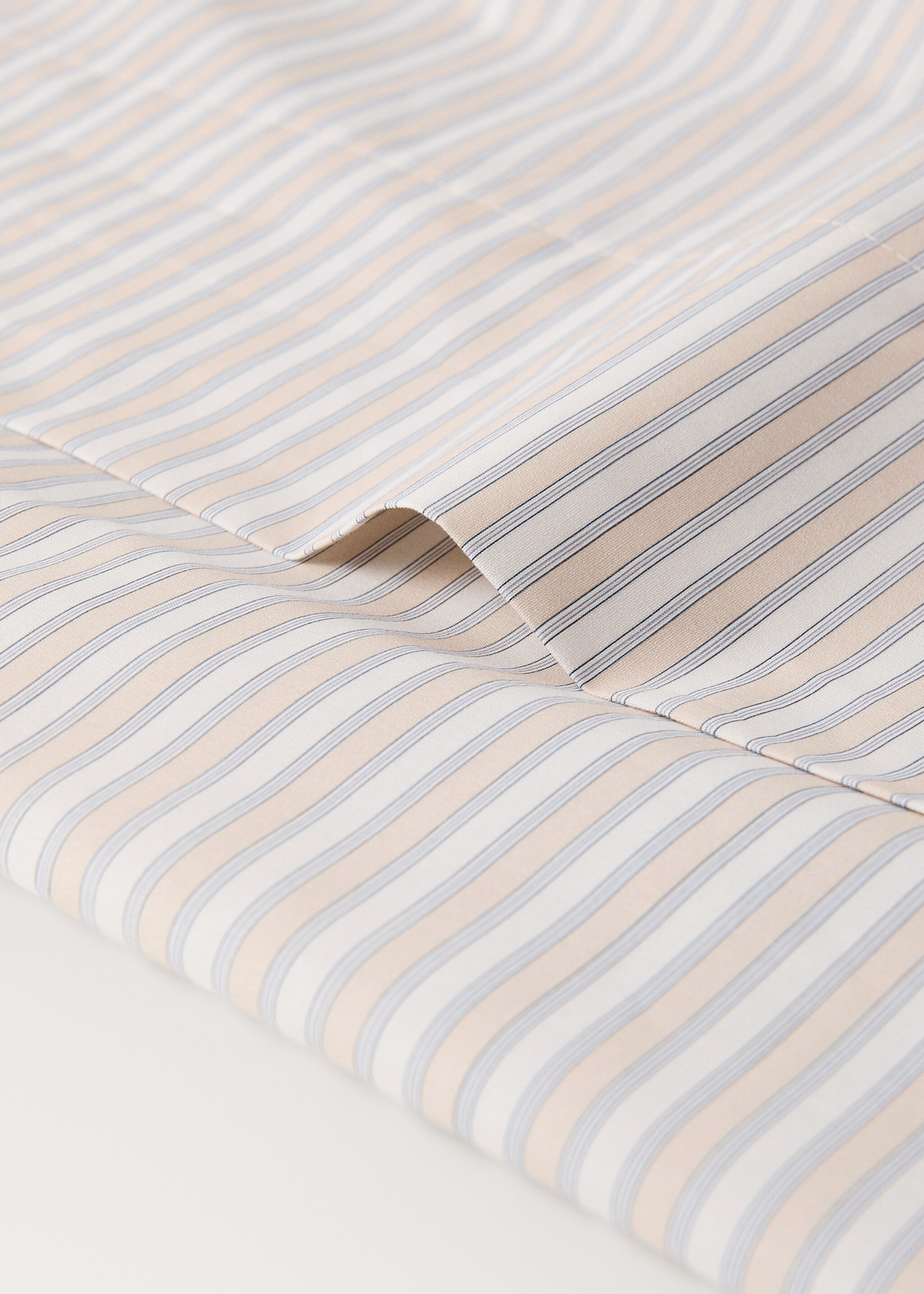 Children's top sheet in cotton percale with fine stripe print for a 90 cm bed - Details of the article 1, Vanilla. Ref: 17021592-00.