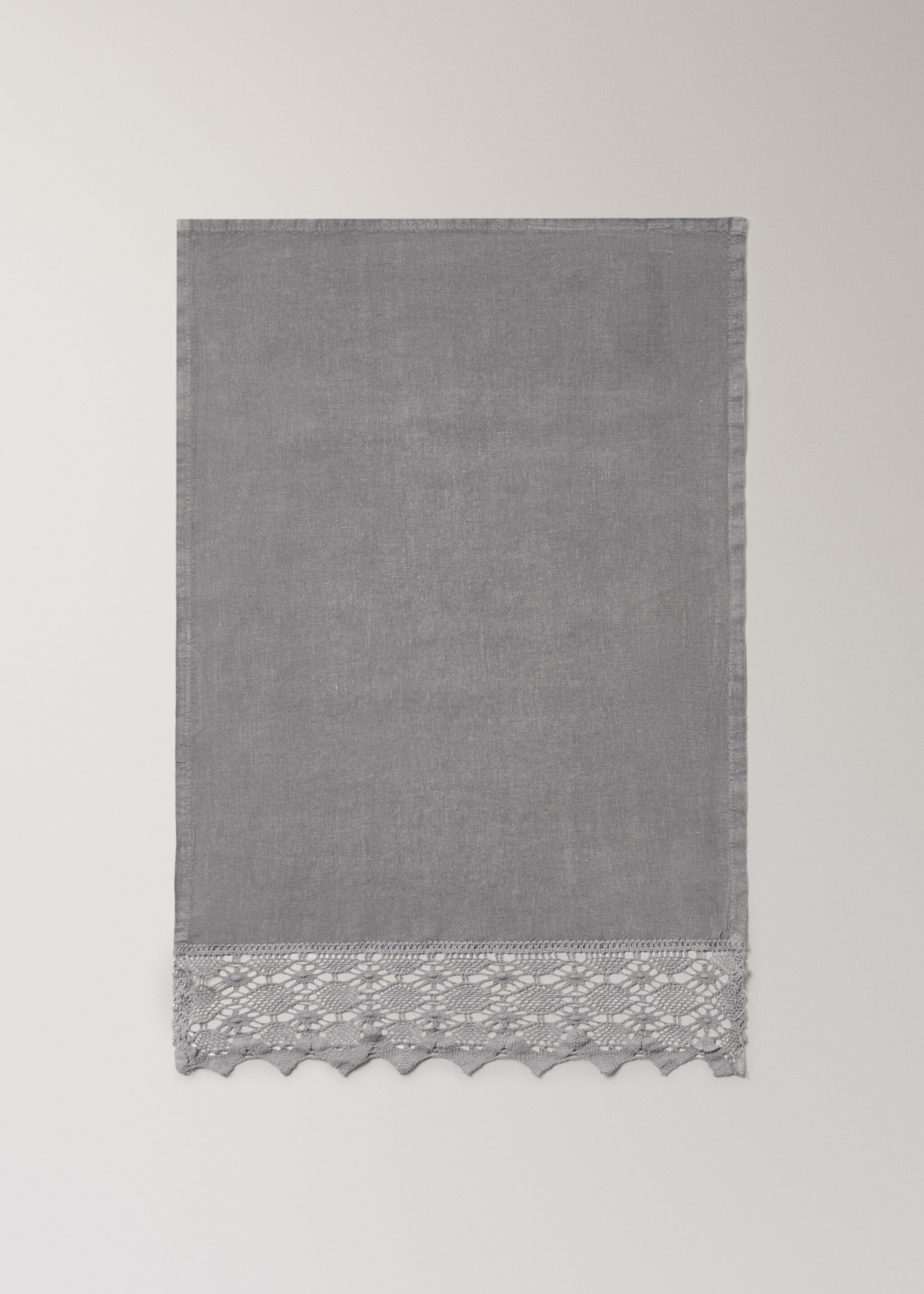 Serviette lin finition dentelle - Article sans modèle, Gris. Ref: 17021608-00.