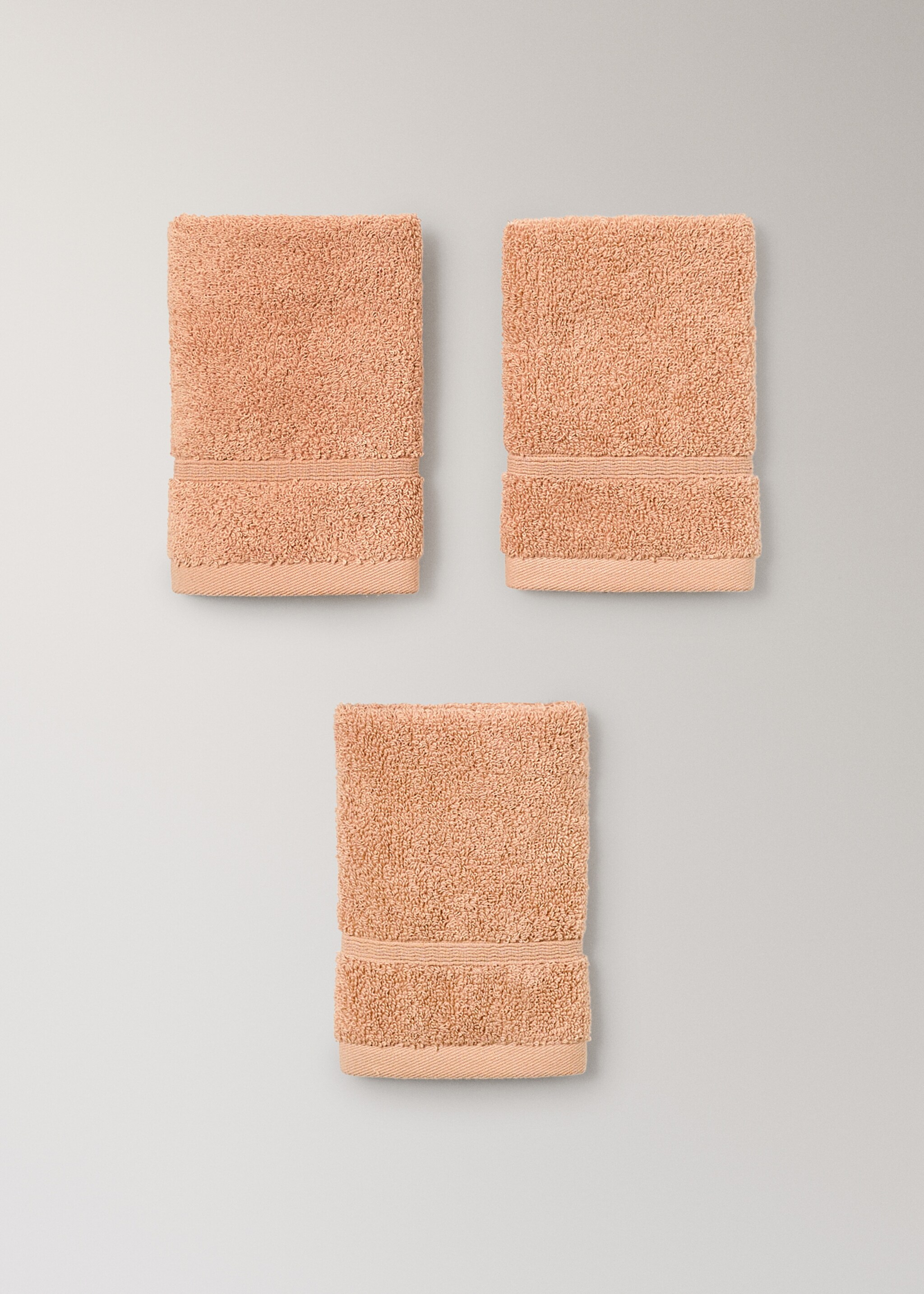 3er-Pack Handtücher aus Frottee-Baumwolle - Detail des Artikels 3, Lachs. Ref: 17021609-00.