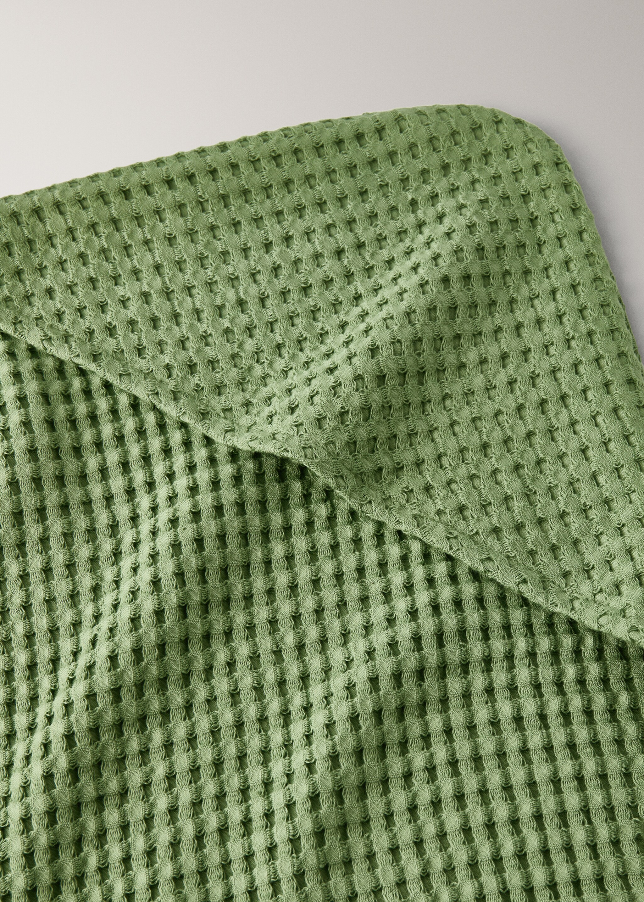 Children's waffle cotton bathrobe - Details of the article 1, Green. Ref: 17021627-00.