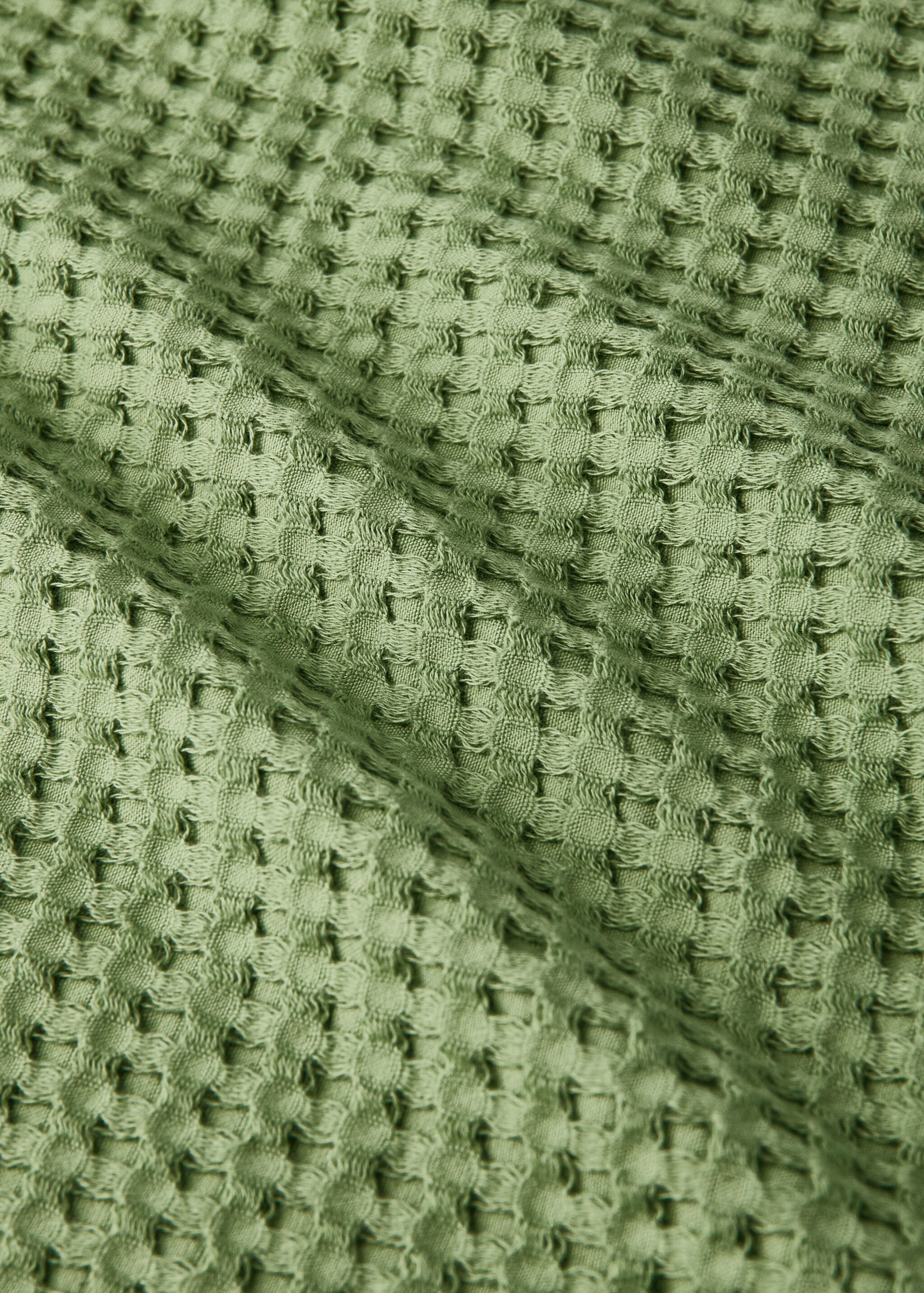 Children's waffle cotton bathrobe - Details of the article 2, Green. Ref: 17021627-00.