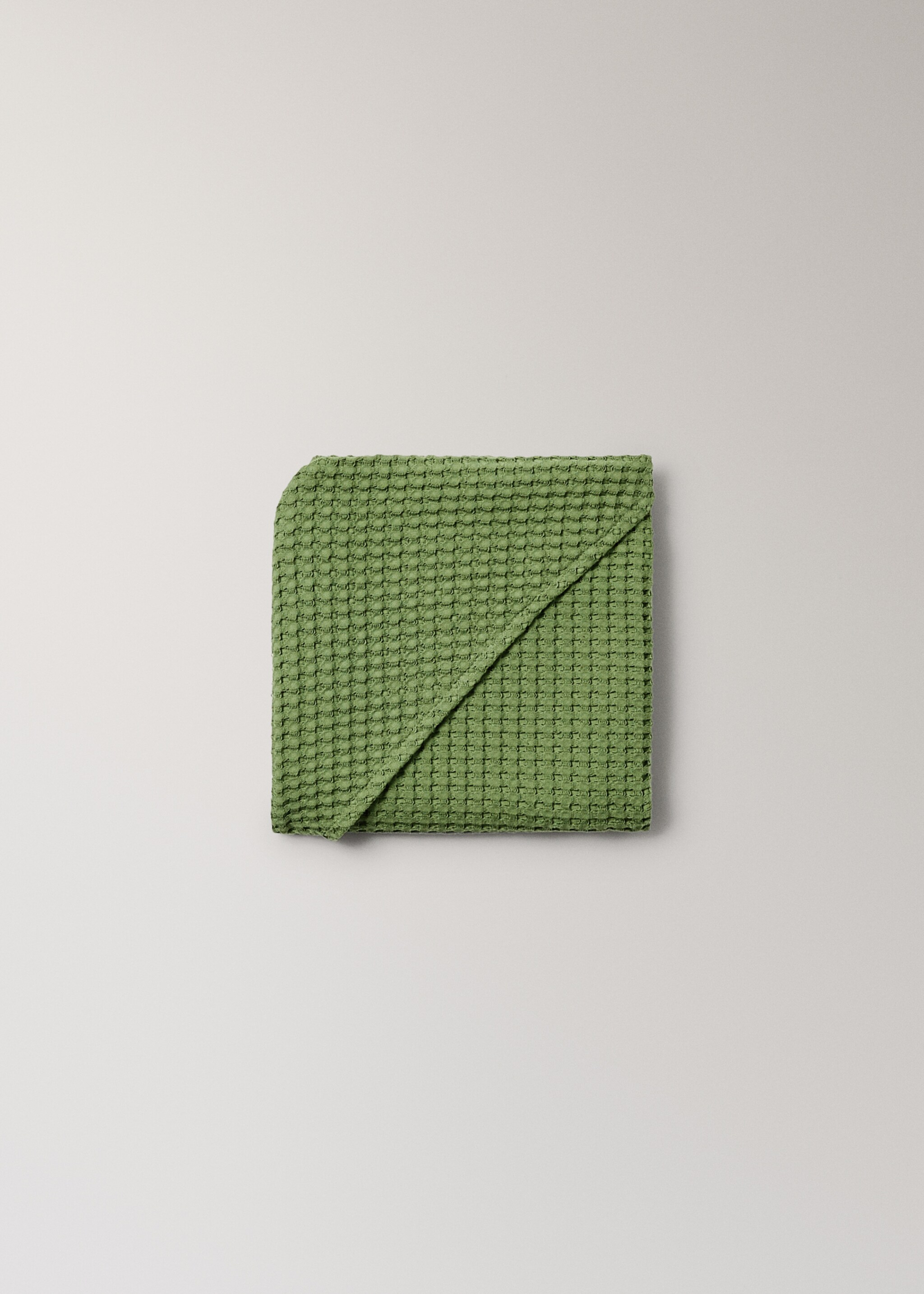 Children's waffle cotton bathrobe - Details of the article 3, Green. Ref: 17021627-00.