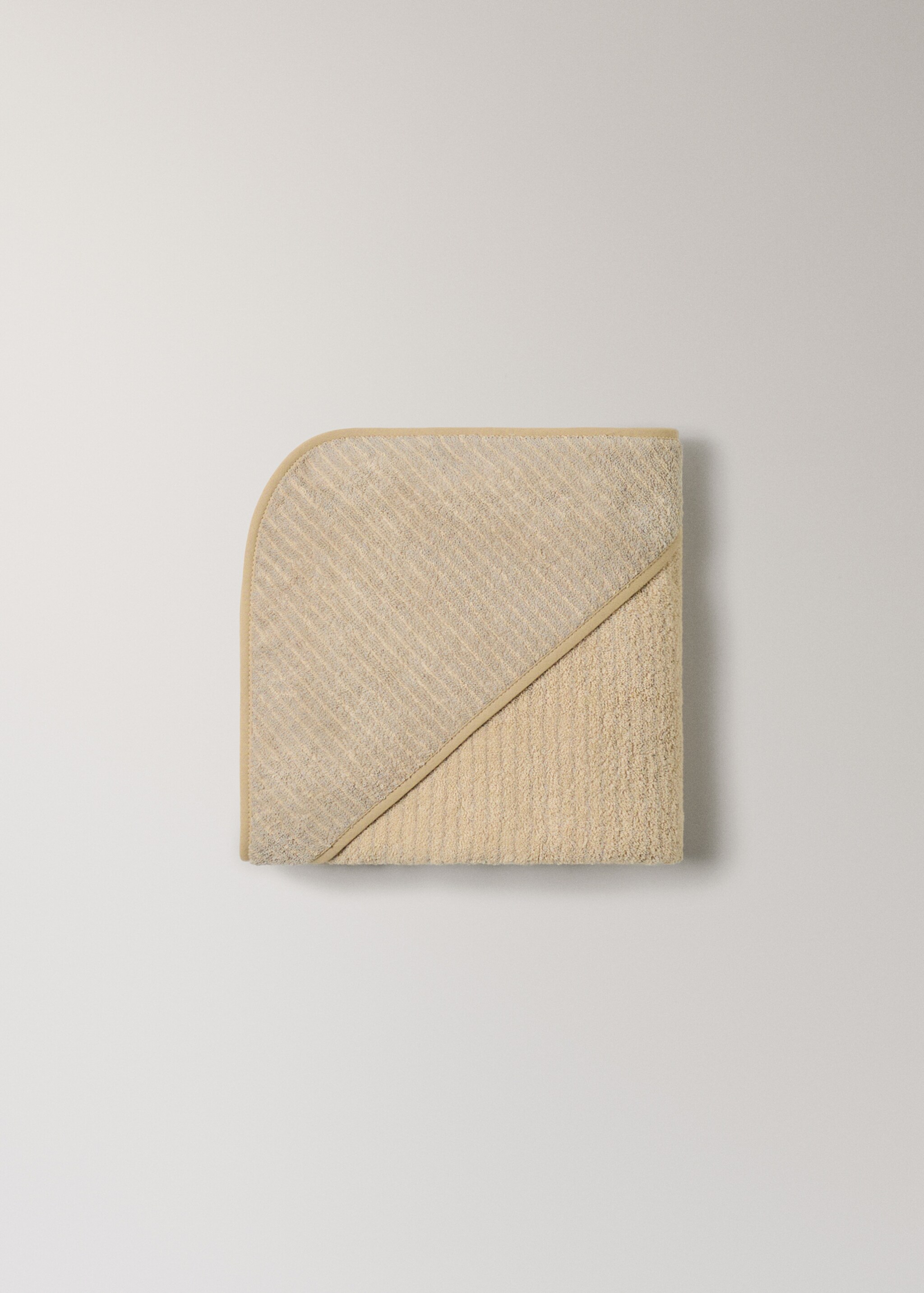 Children's cotton striped bath cape - Details of the article 3, Ecru. Ref: 17021631-00.