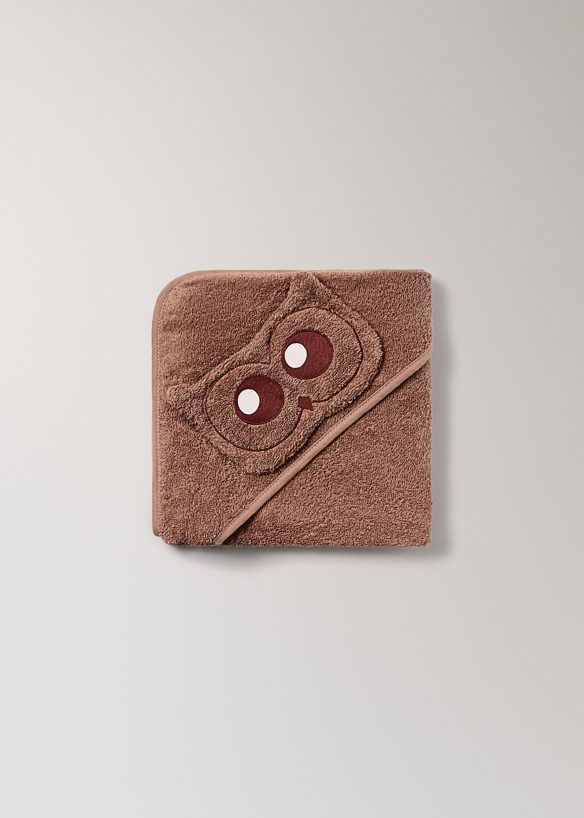 Children's terry bath cape with owl design - Details of the article 1, Pink. Ref: 17021634-00.
