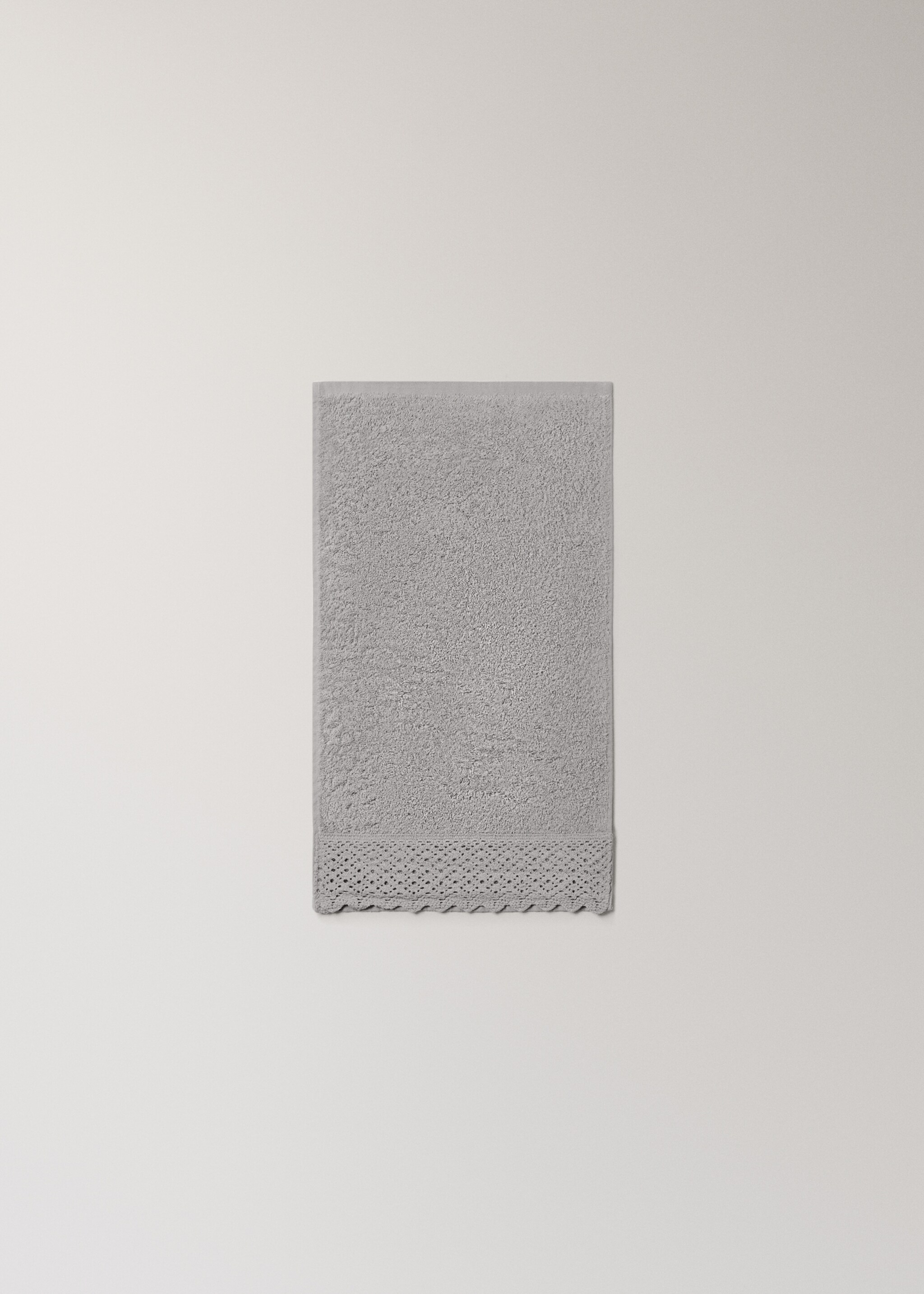 Cotton face 100% cotton lace washcloth - Details of the article 3, Light Heather Grey. Ref: 17021637-00.