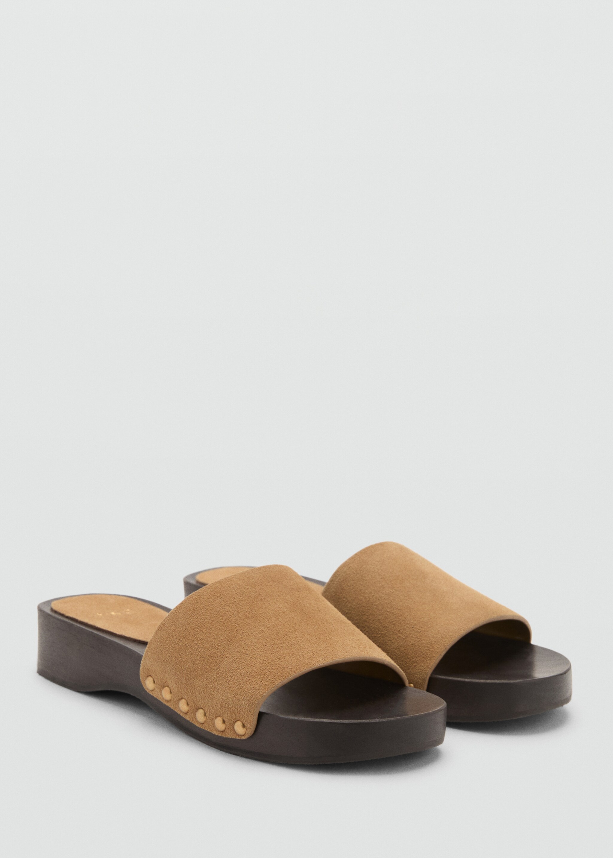 Suede sandal with wooden sole - Medium plane