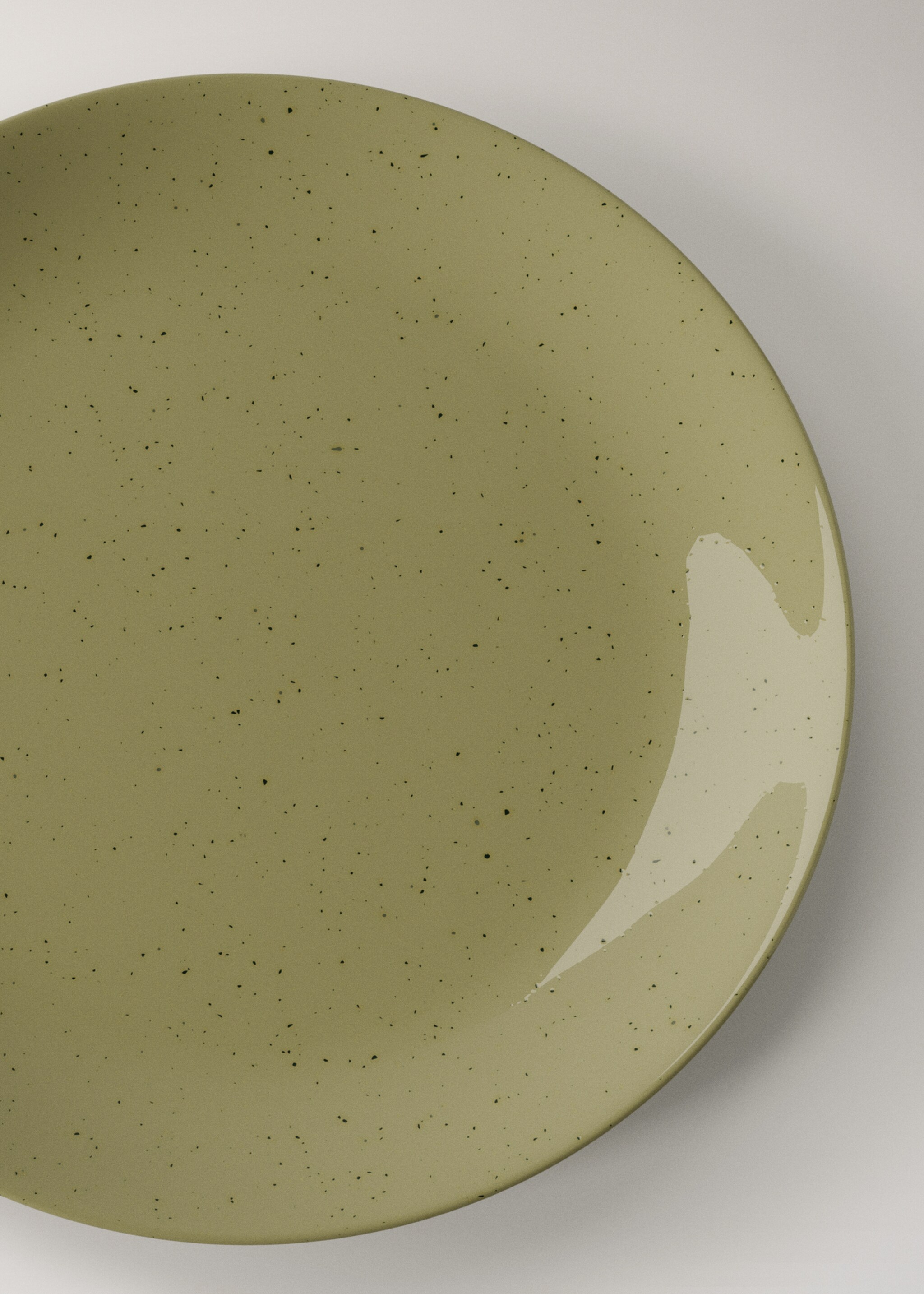 Stoneware dessert plate with spots - Details of the article 2, Green. Ref: 17022039-00.