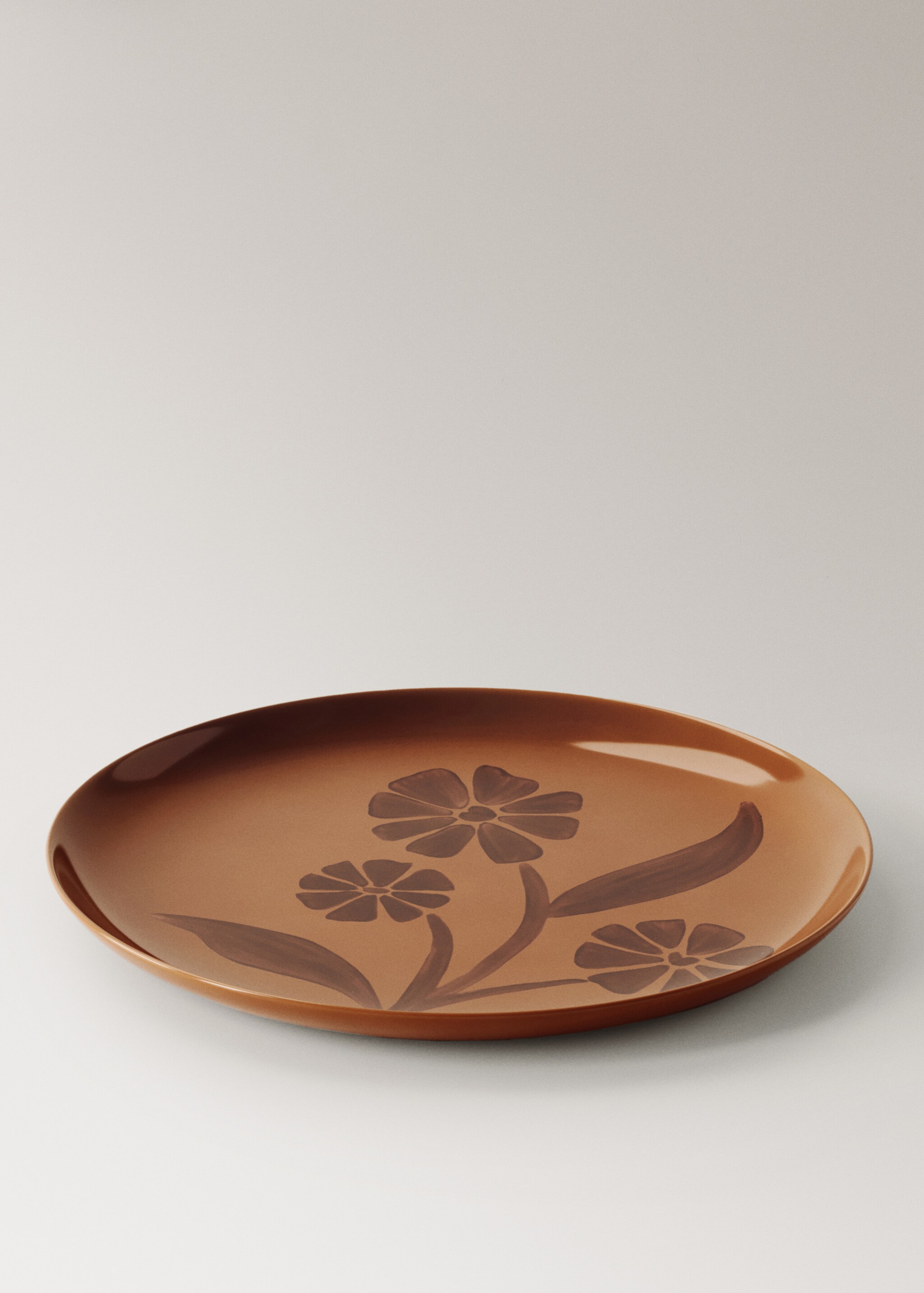 Hand-painted stoneware dessert plate - Details of the article 3, Burnt Orange. Ref: 17022043-00.