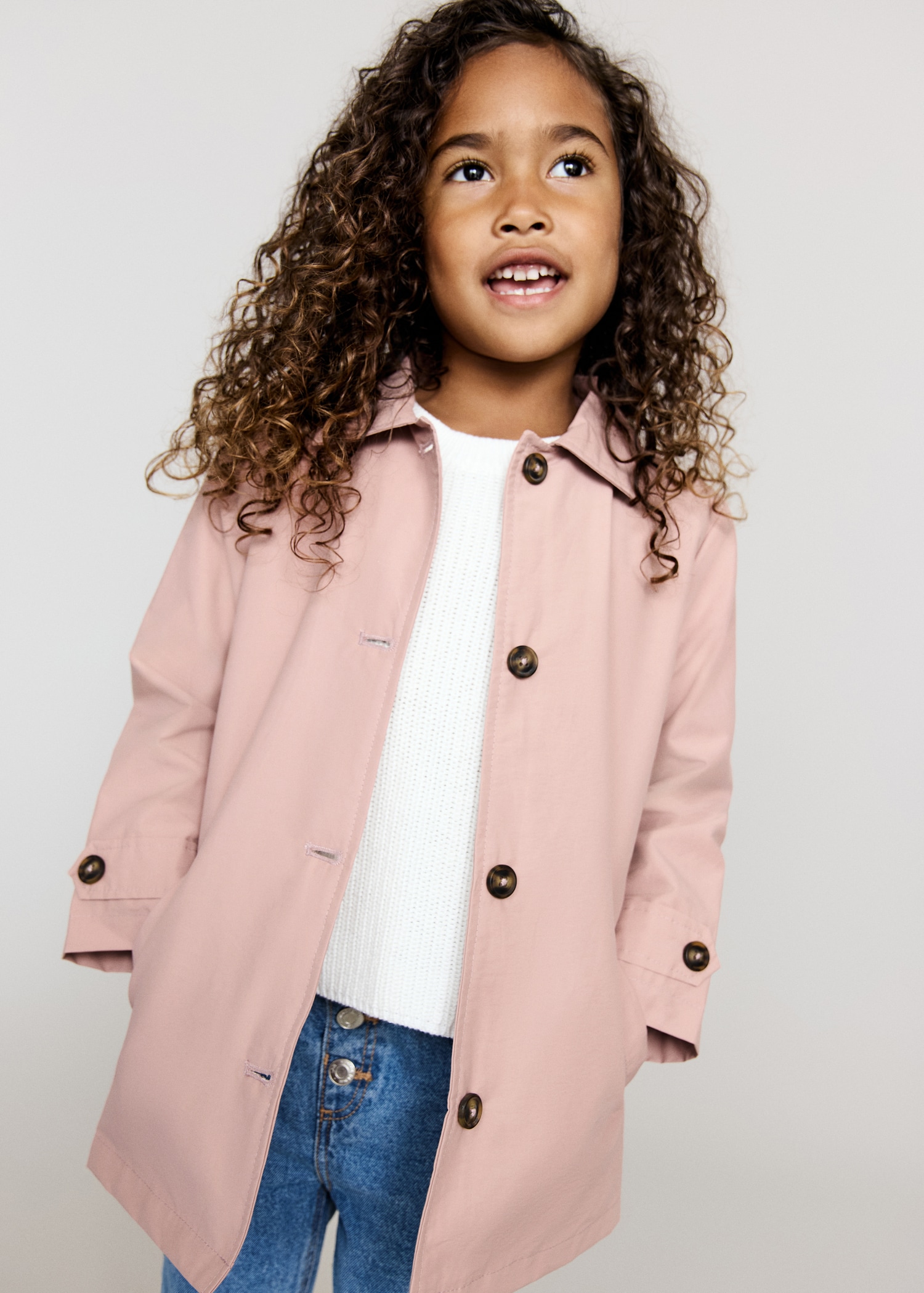 Cotton button-down trench coat Kids MANGO Canada
