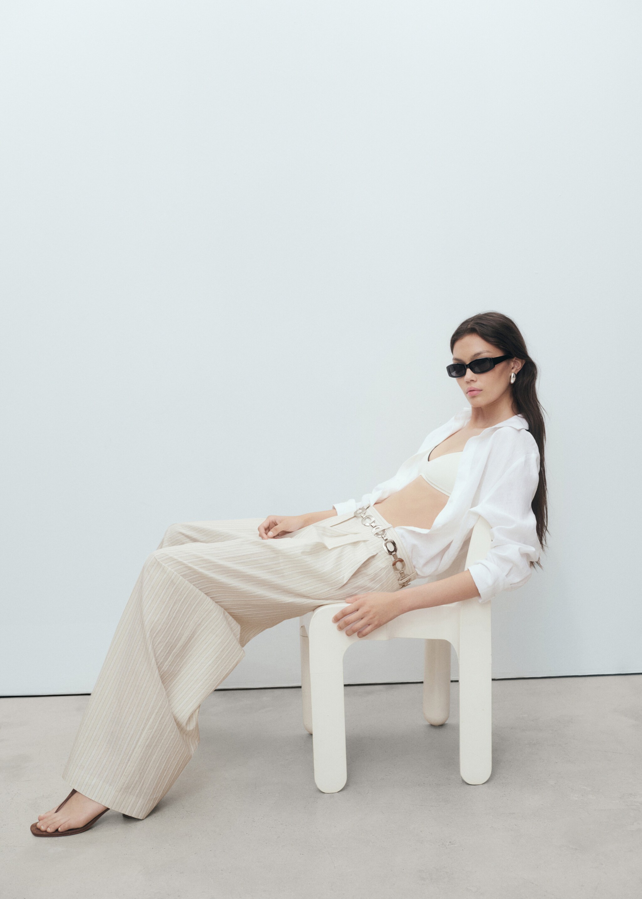 Striped wide leg cotton pants - Details of the article 2