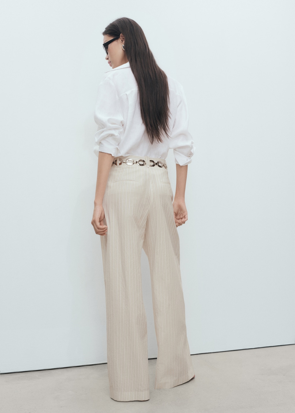 Wide-leg striped pants