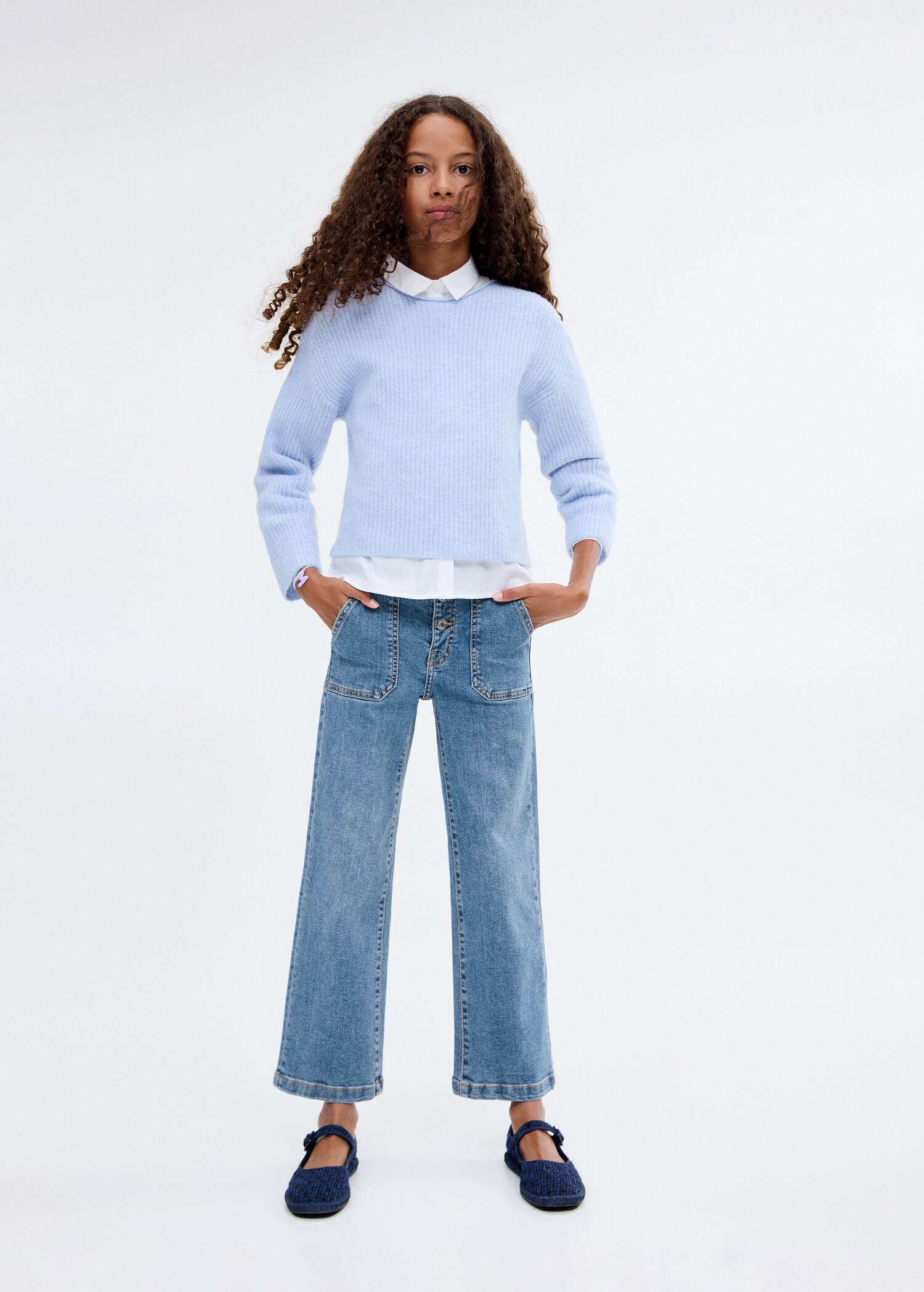 Jean style jupe-culotte poches - Plan moyen