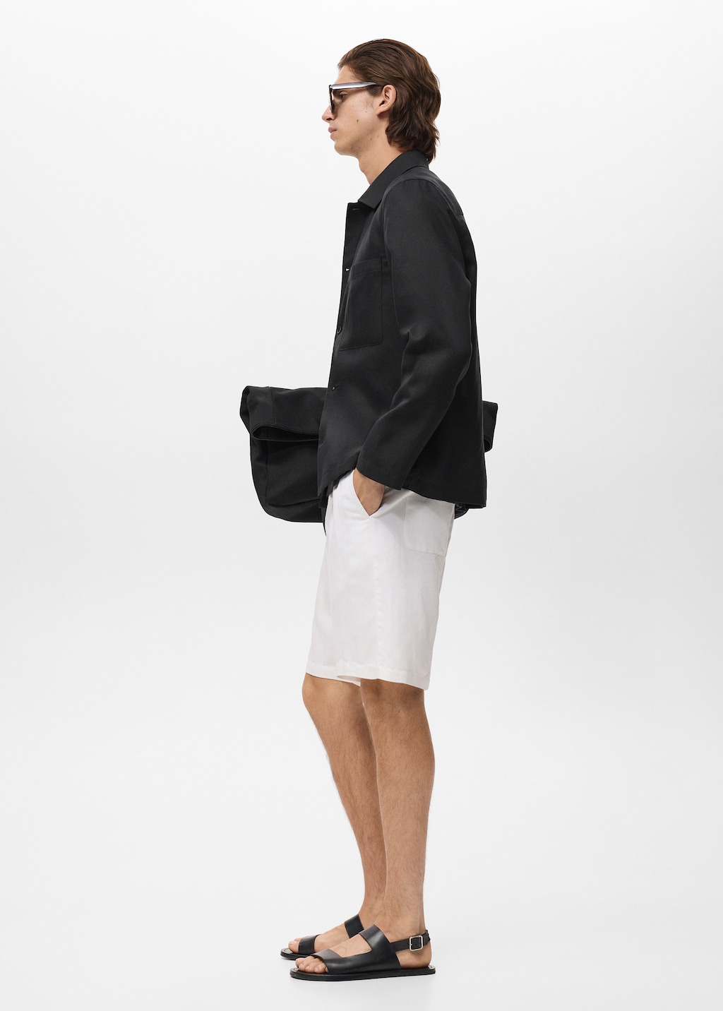 Linen-blend jacket with pockets