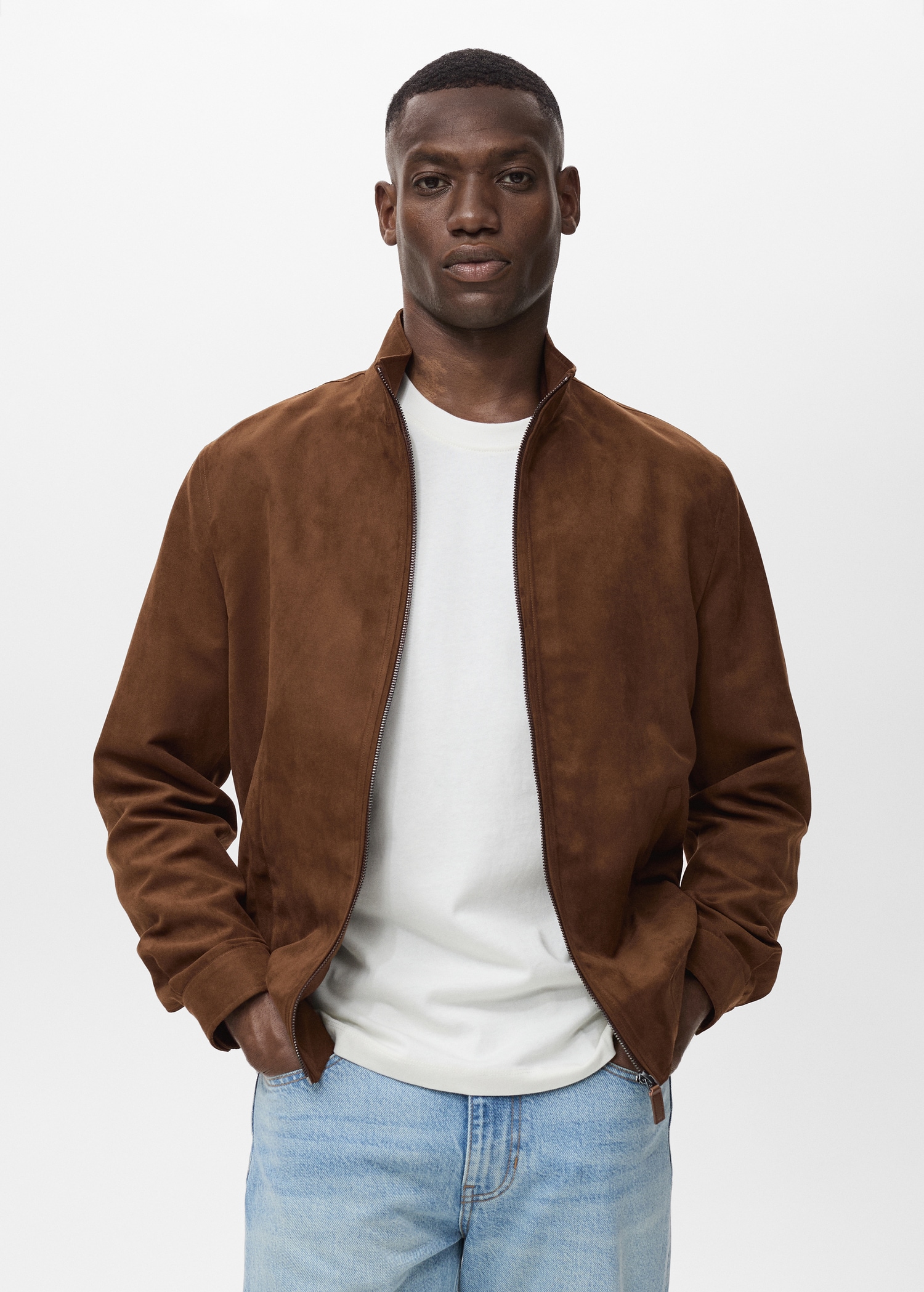 Suede leather-effect jacket