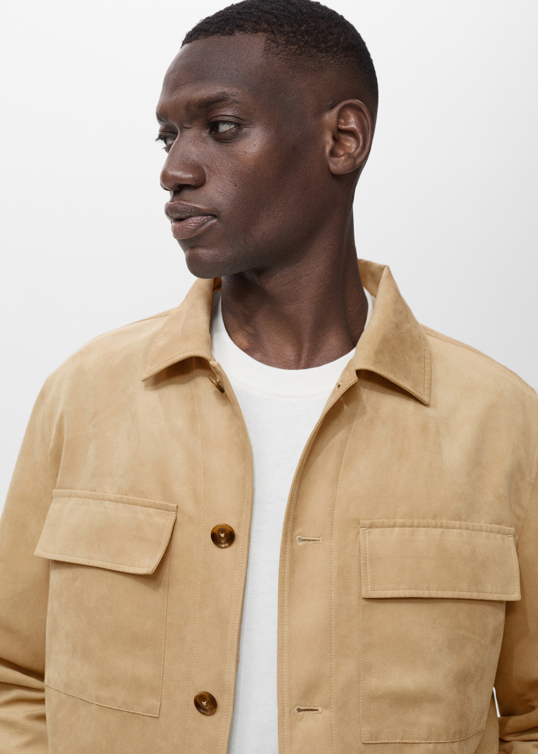 Suede leather-effect overshirt - Details of the article 1