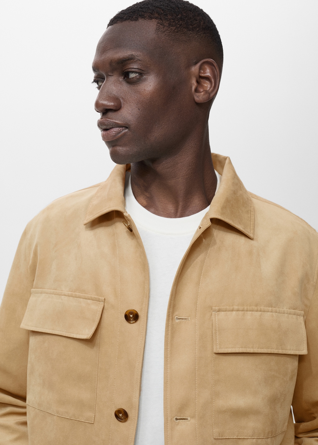 Faux suede leather overshirt
