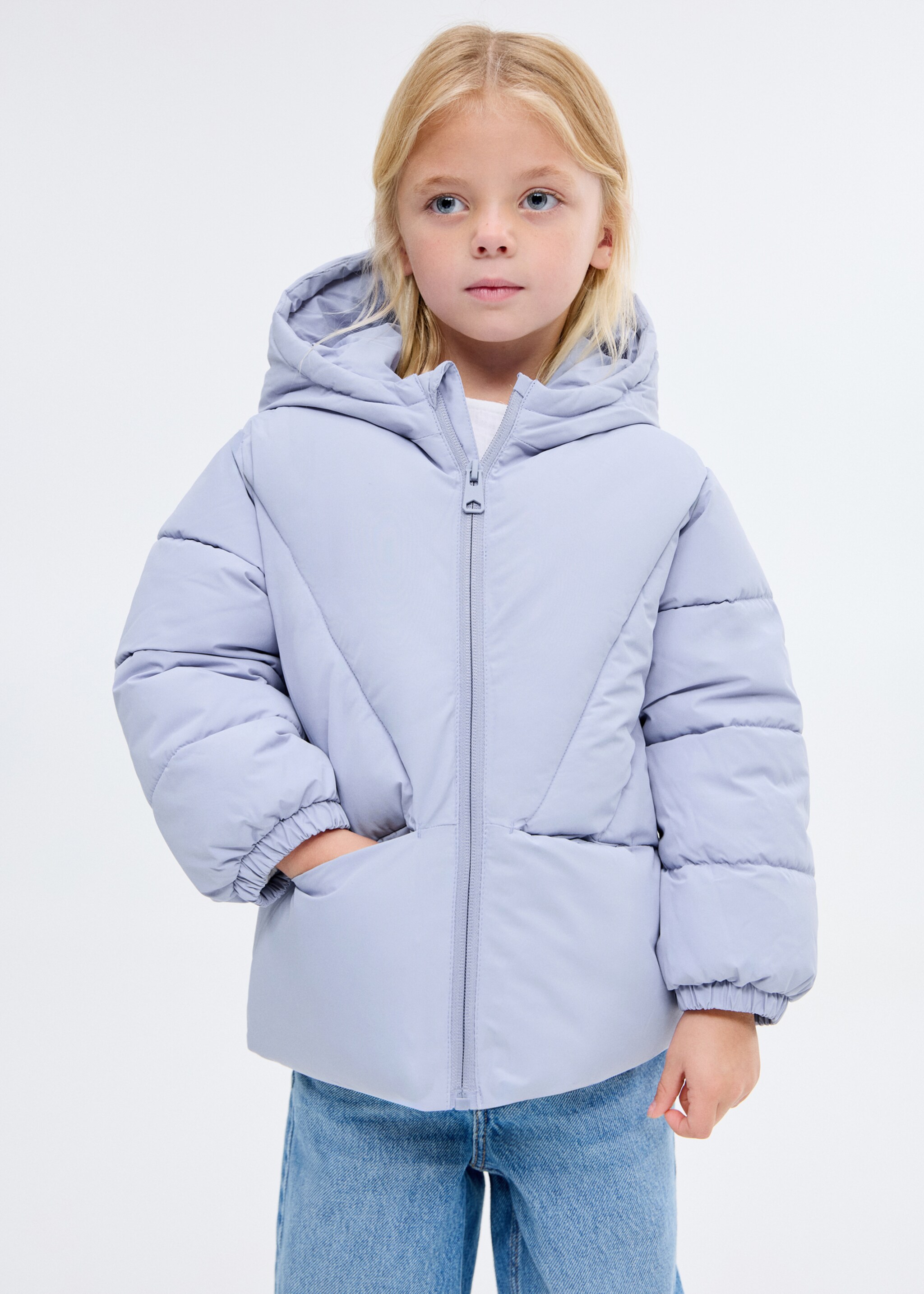 Hood puffer coat - Medium plane, Sky Blue. Ref: 17022897-00.