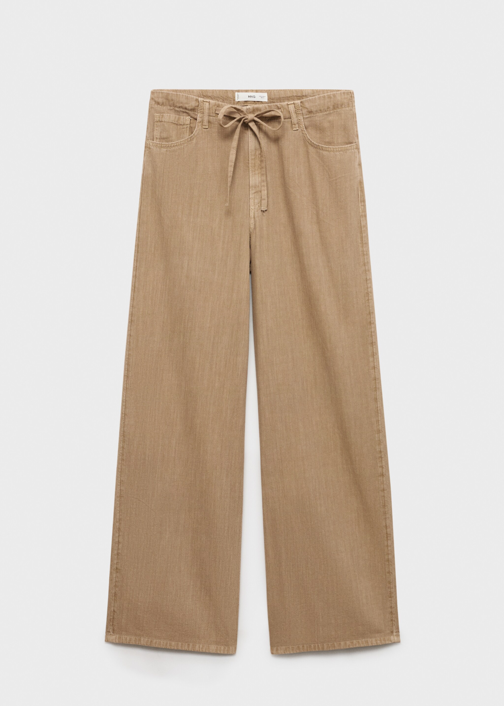 Wide-leg denim trousers with belt - Article without model