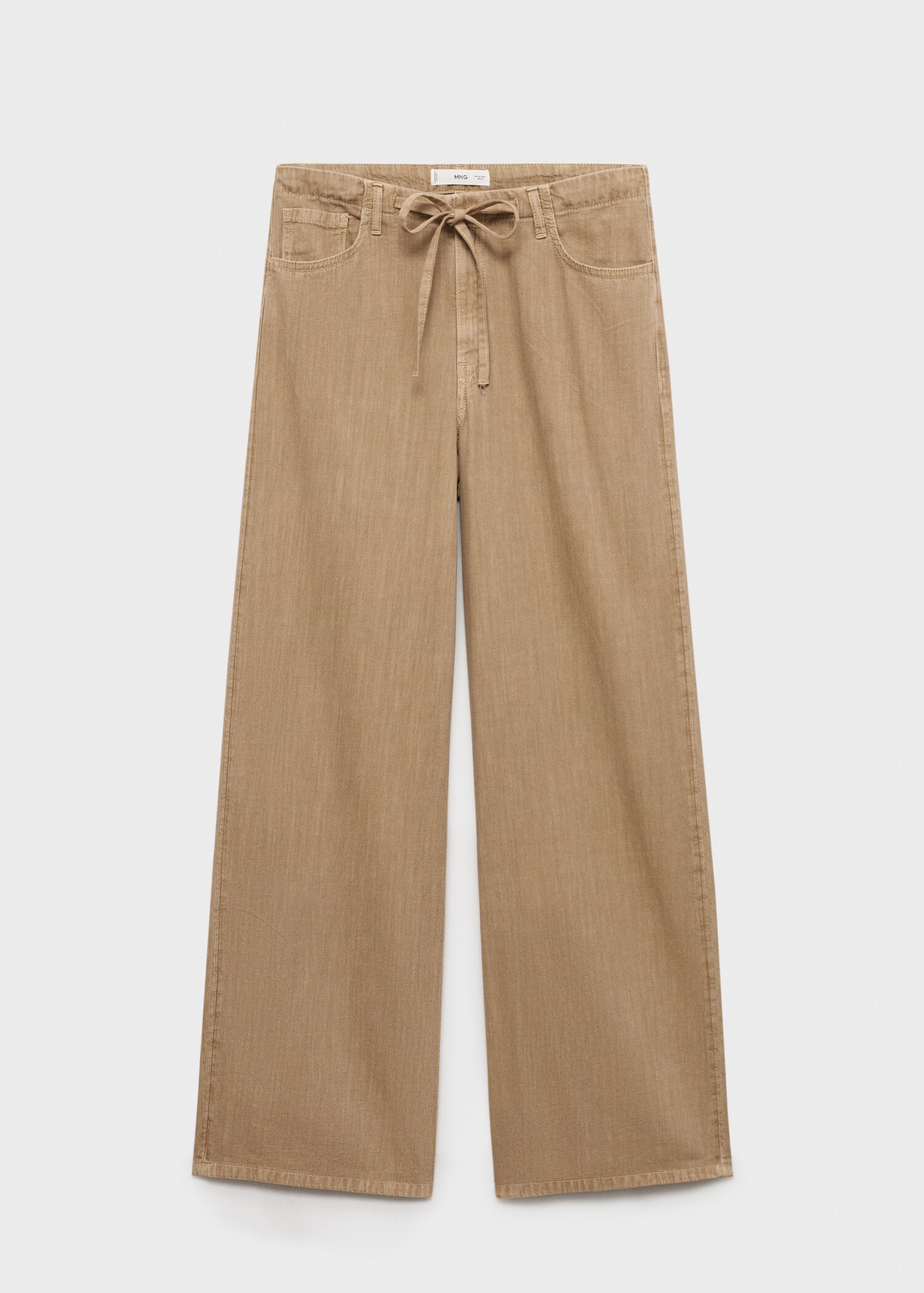 Wide-leg denim trousers with belt - Article without model