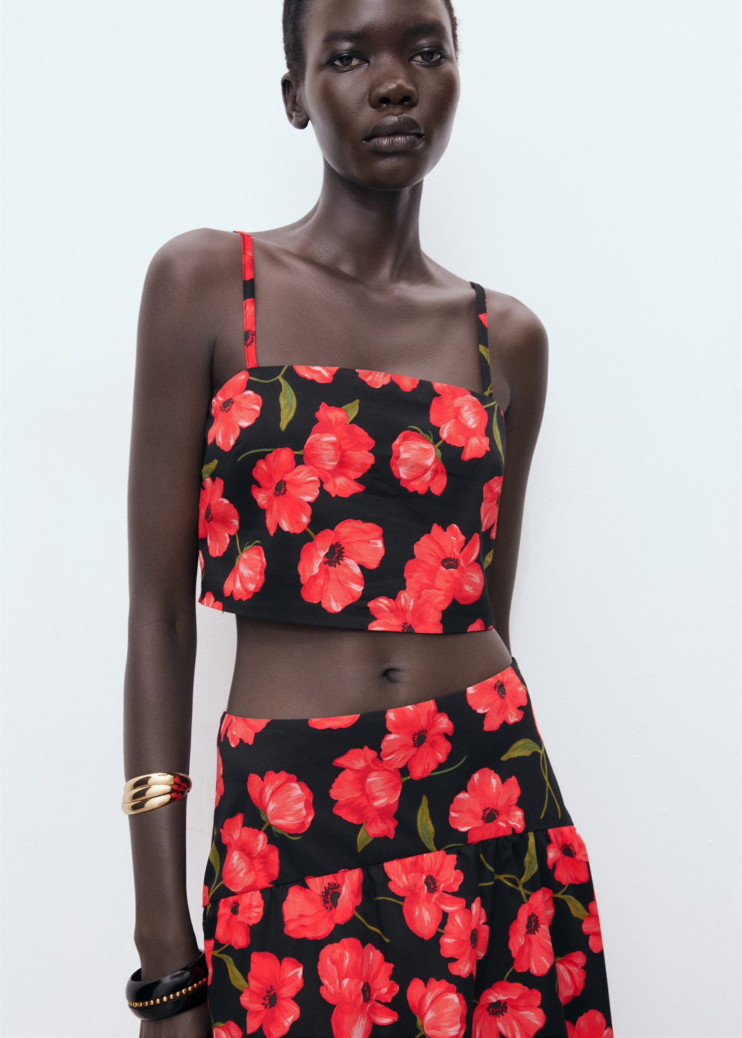 Floral crop top Women MANGO Latvia - Main Image